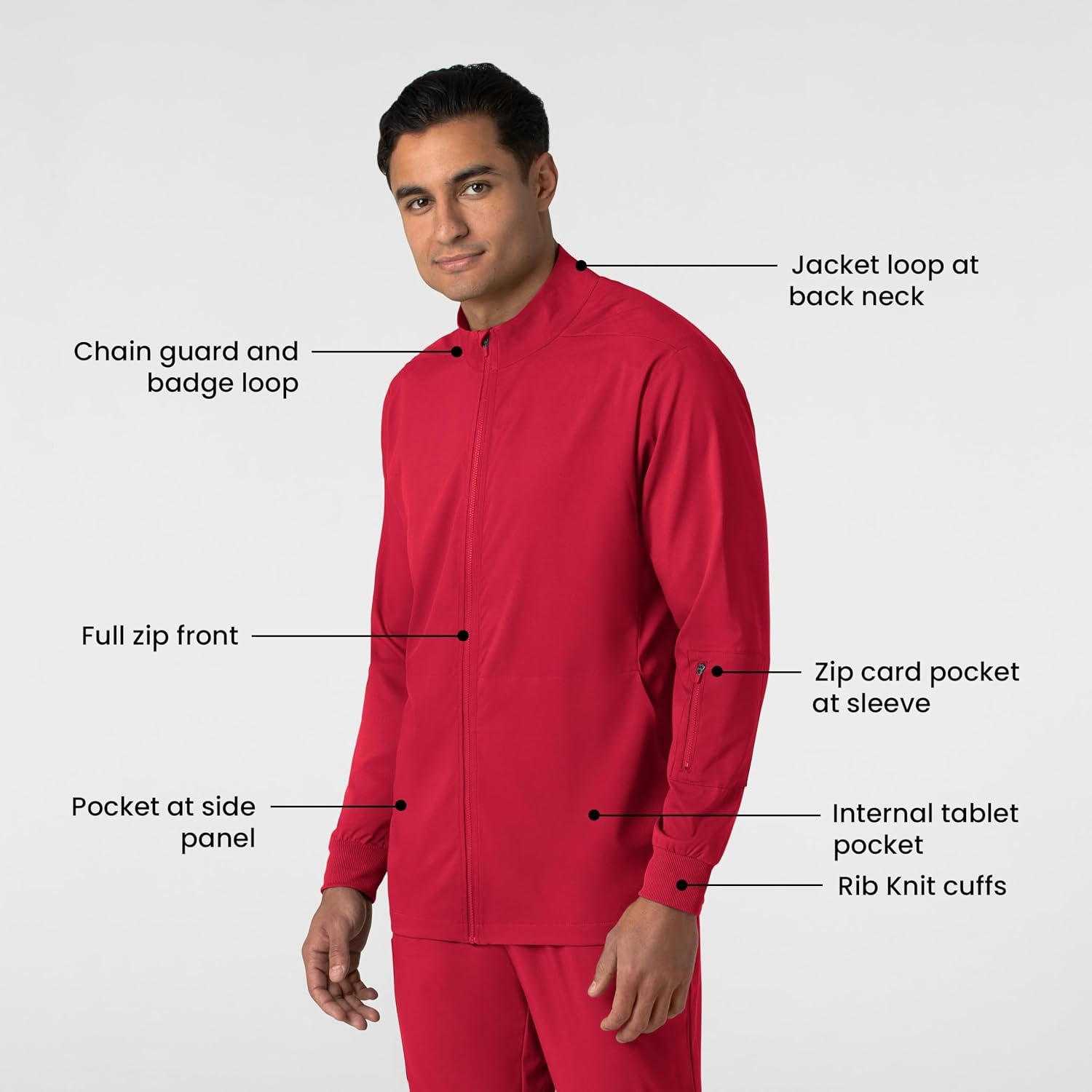 WINK Boundless Men’s Warm Up Scrub Jacket(Red)