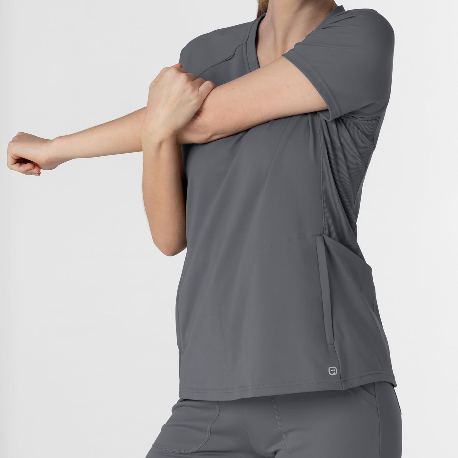 Wink Renew Knit Women’s Flex-n-Reach V-Neck Raglan Scrub Top(Pewter)