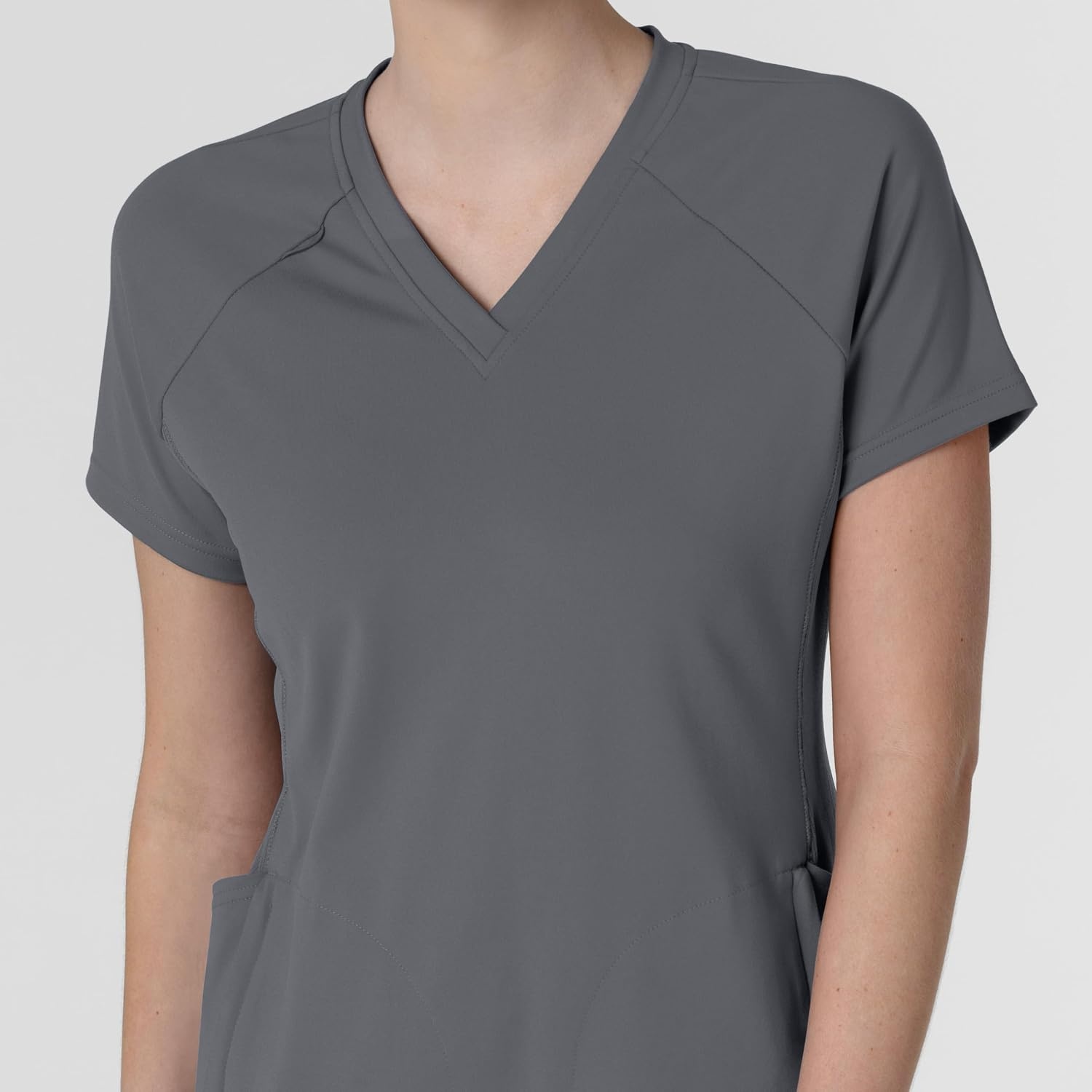 Wink Renew Knit Women’s Flex-n-Reach V-Neck Raglan Scrub Top(Pewter)