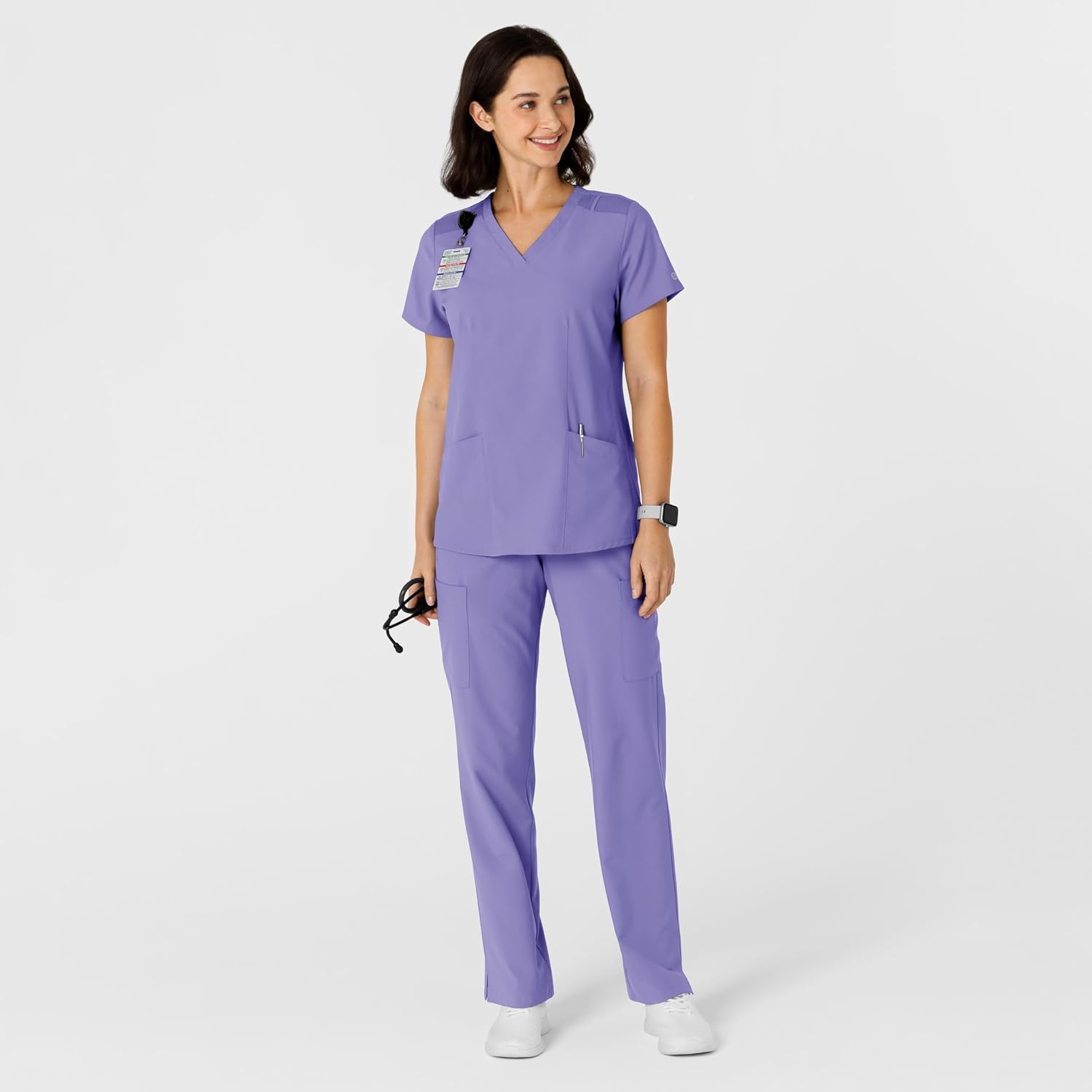 WINK Women’s Women’s Flex-n-reach Side Panel V-neck Scrub Top(Iris Purple)