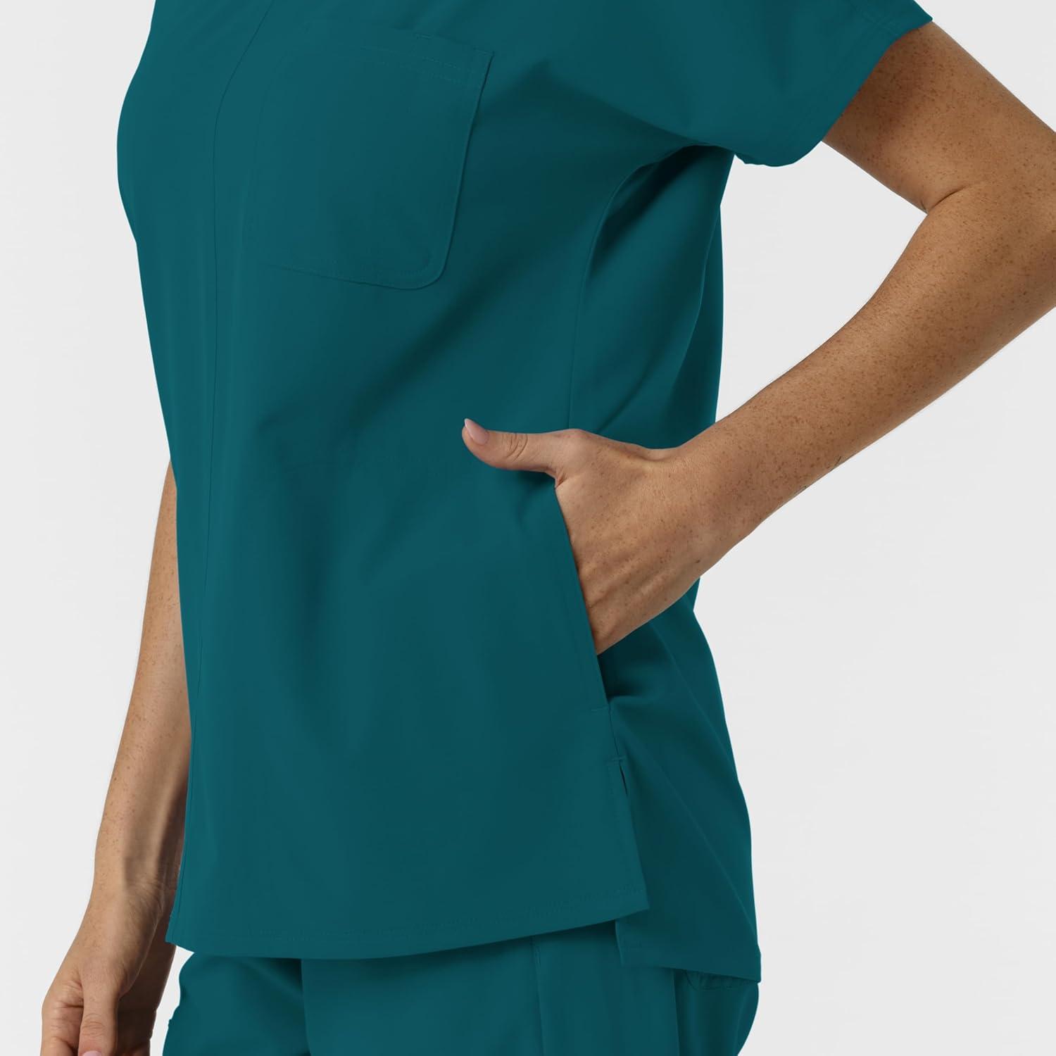 Wink Women’s Women’s Drop Shoulder Tunic Scrub Top(Caribbean)