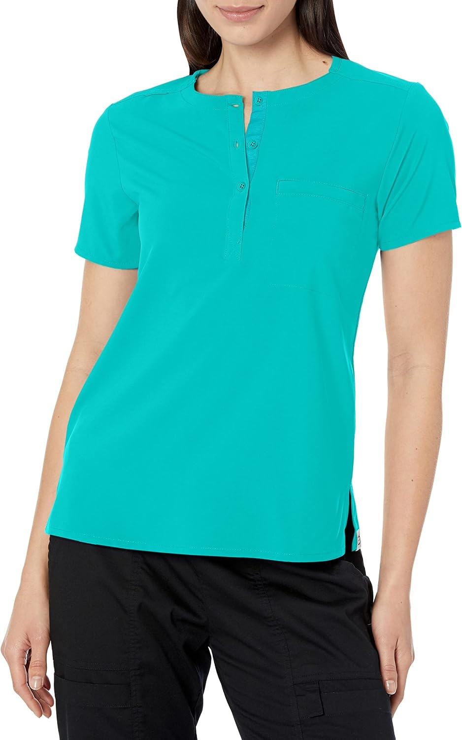 Wink Renew Women’s Mandarin Collar Tuck-in Scrub Top(Teal Blue)
