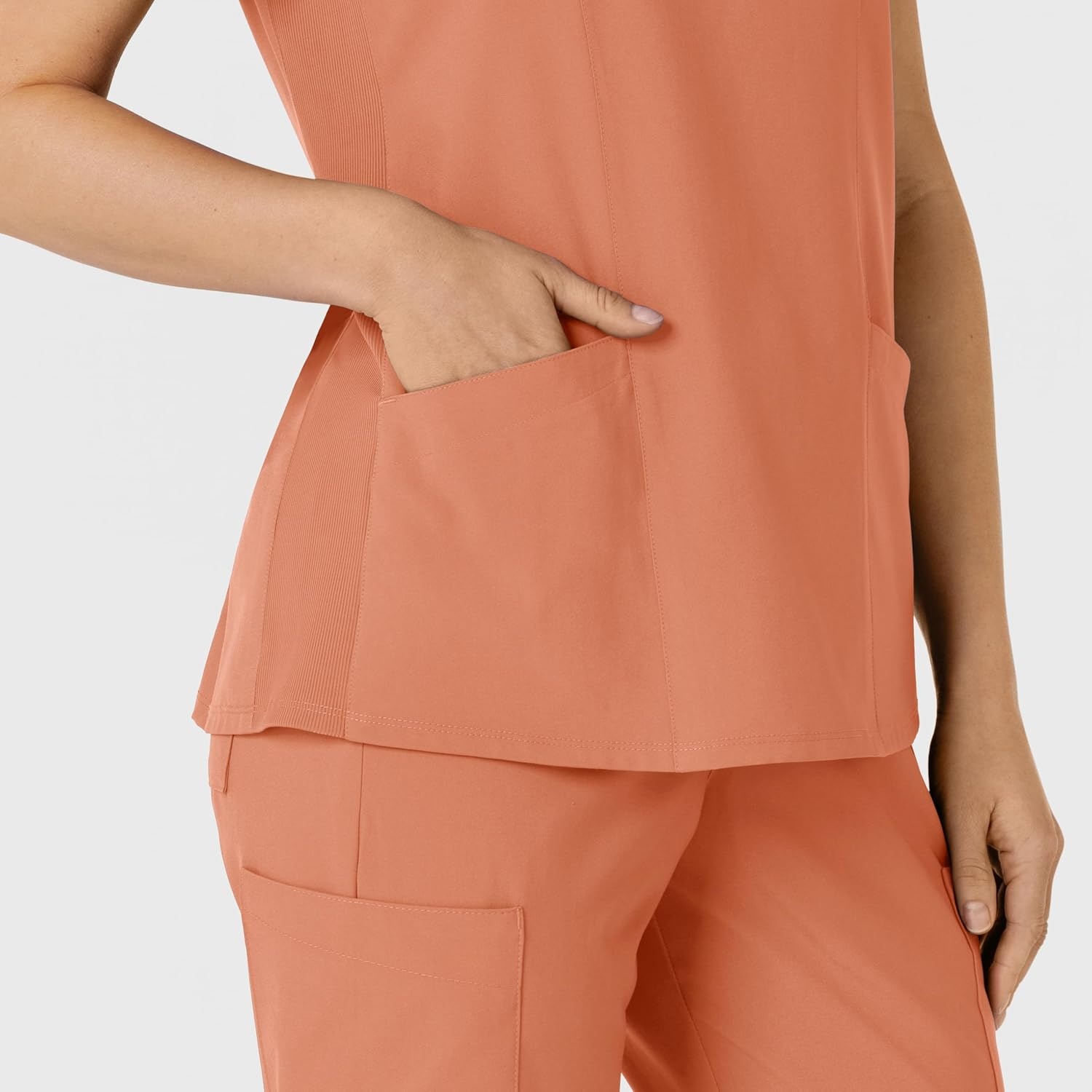WINK Women’s Women’s Flex-n-reach Side Panel V-neck Scrub Top(Terracotta)