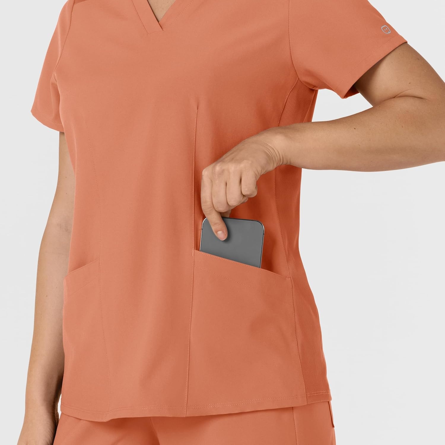 WINK Women’s Women’s Flex-n-reach Side Panel V-neck Scrub Top(Terracotta)
