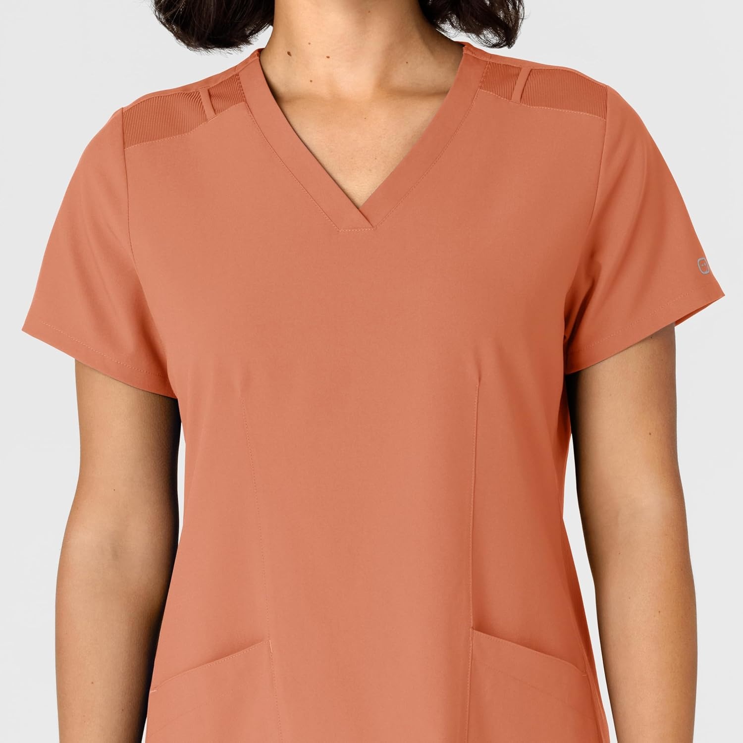 WINK Women’s Women’s Flex-n-reach Side Panel V-neck Scrub Top(Terracotta)