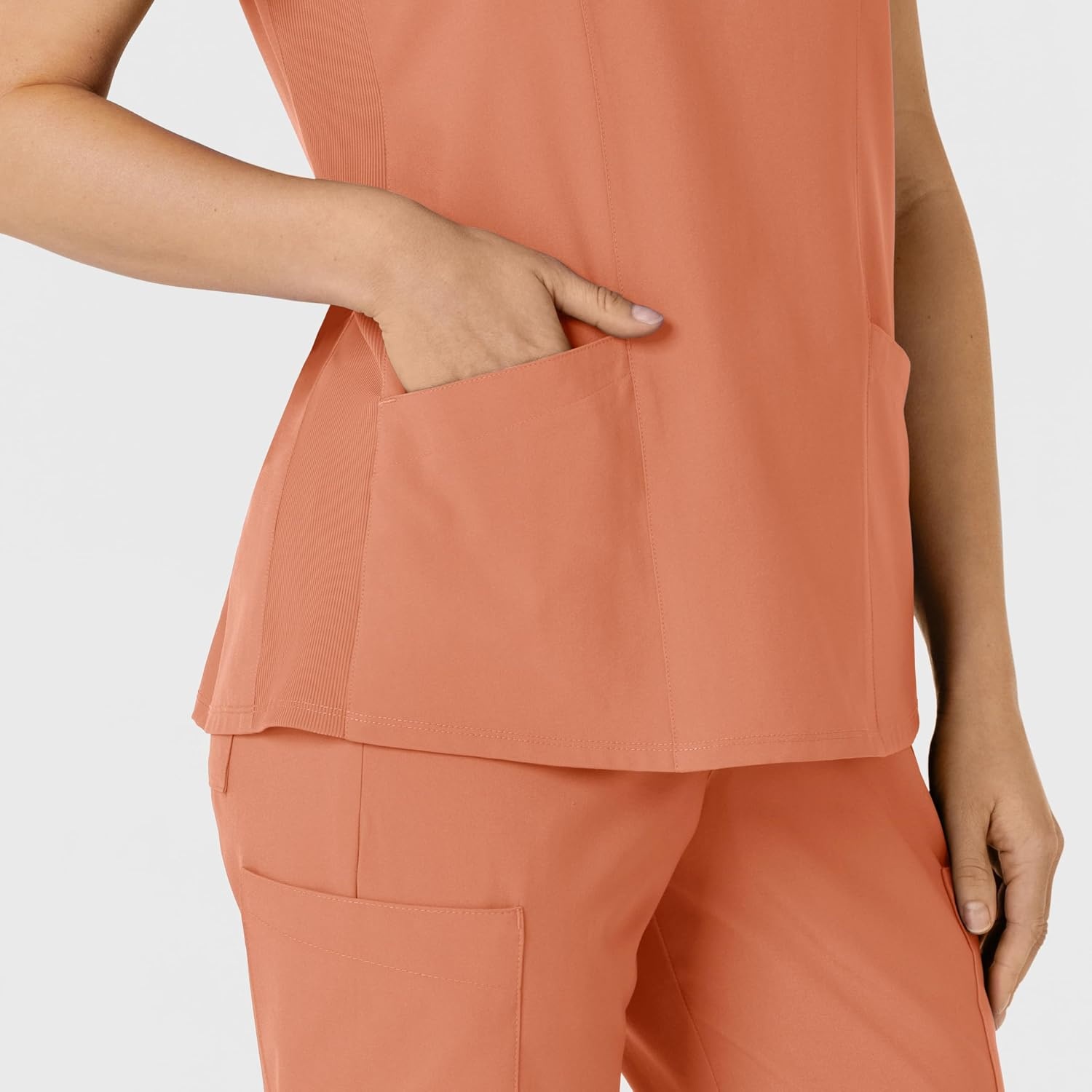 WINK Women’s Women’s Flex-n-reach Side Panel V-neck Scrub Top(Terracotta)