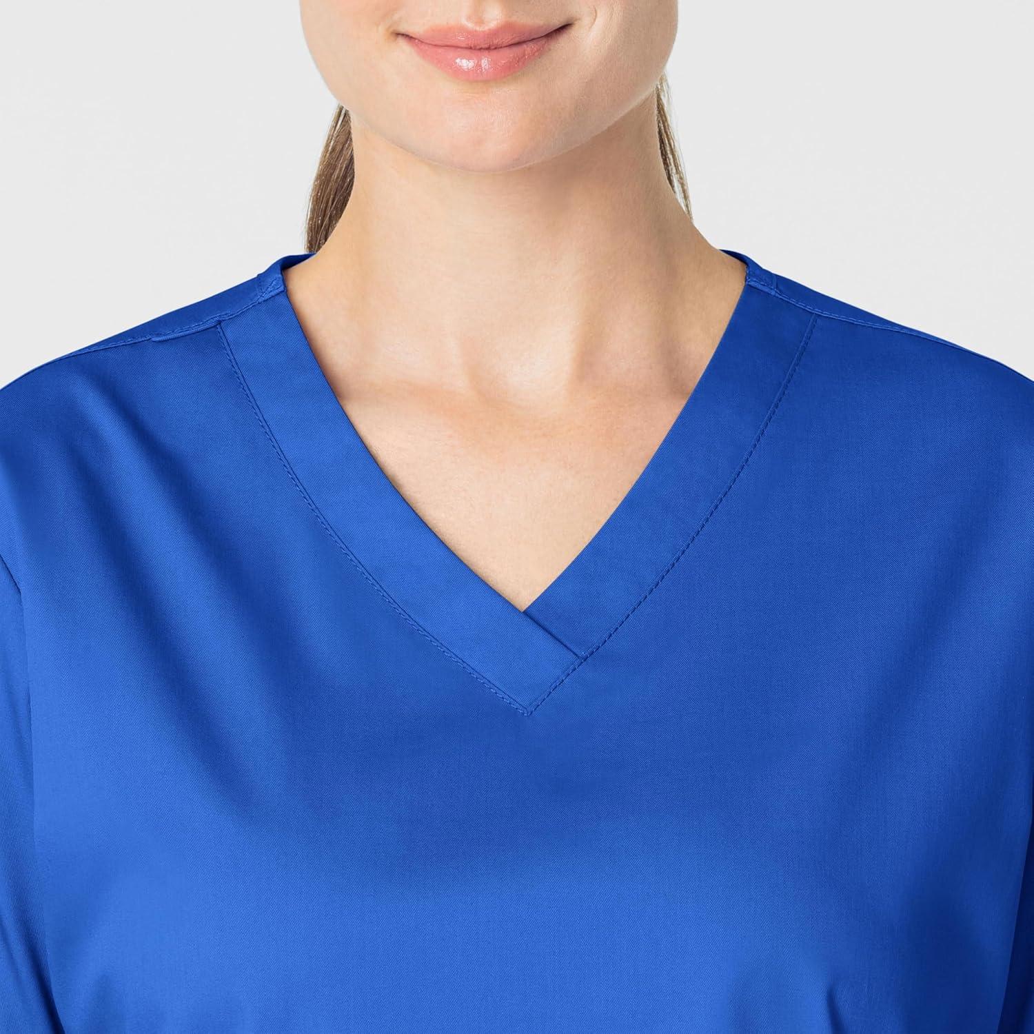 Wink WonderWORK Scrubs for Women, V-Neck Scrub Top – Royal, M