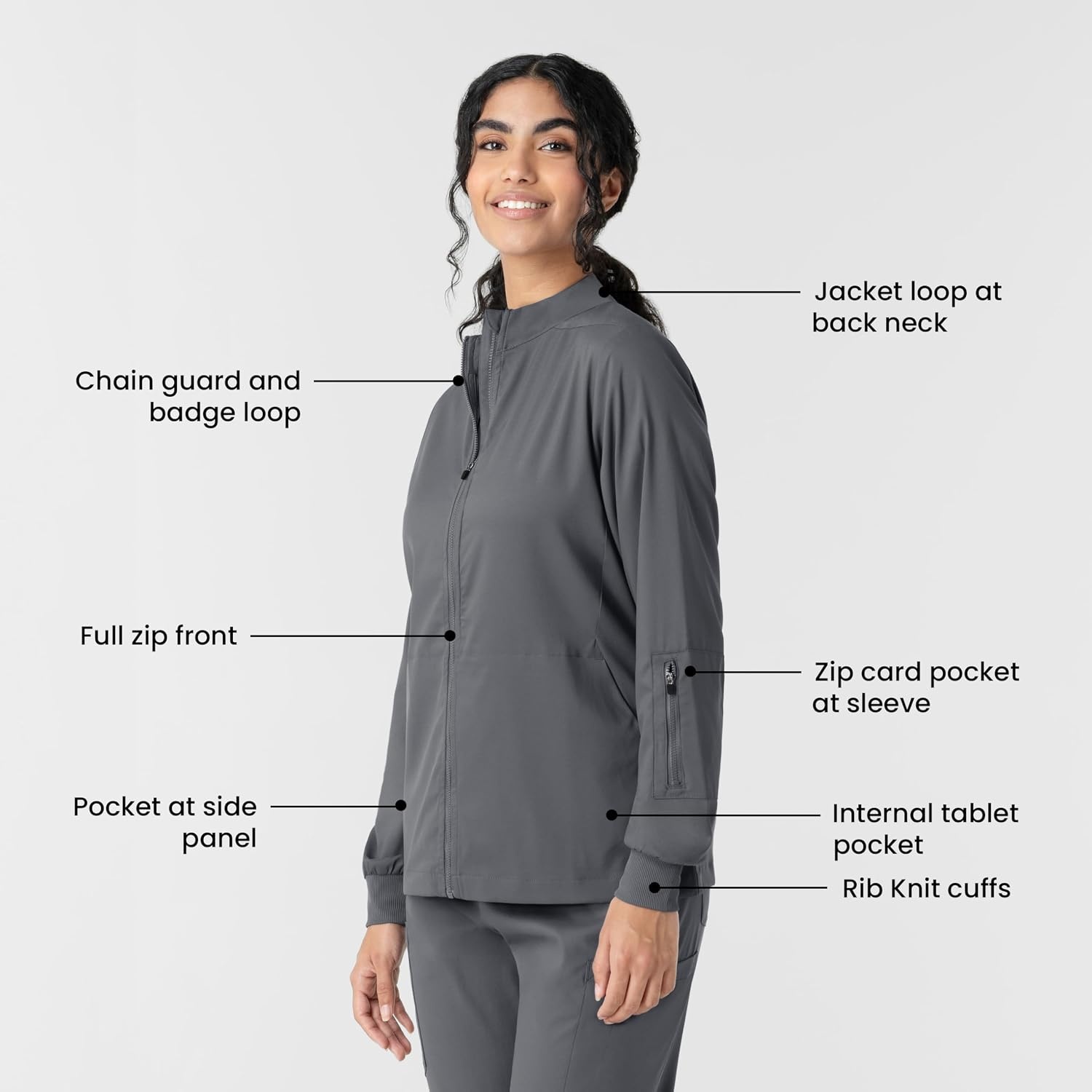 WINK Boundless Women’s Warm Up Scrub Jacket(Pewter)