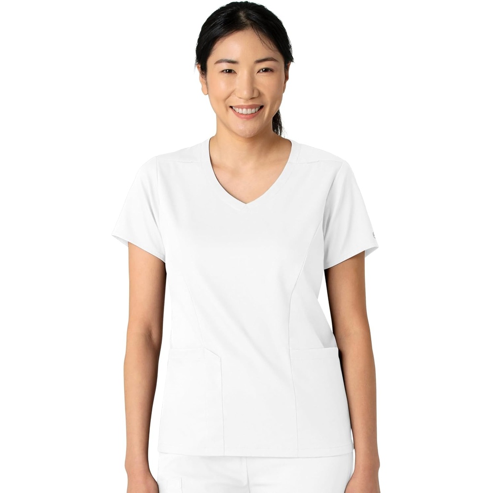 Wink Boundless Women’s 2-Pocket V-Neck Scrub Top(White)