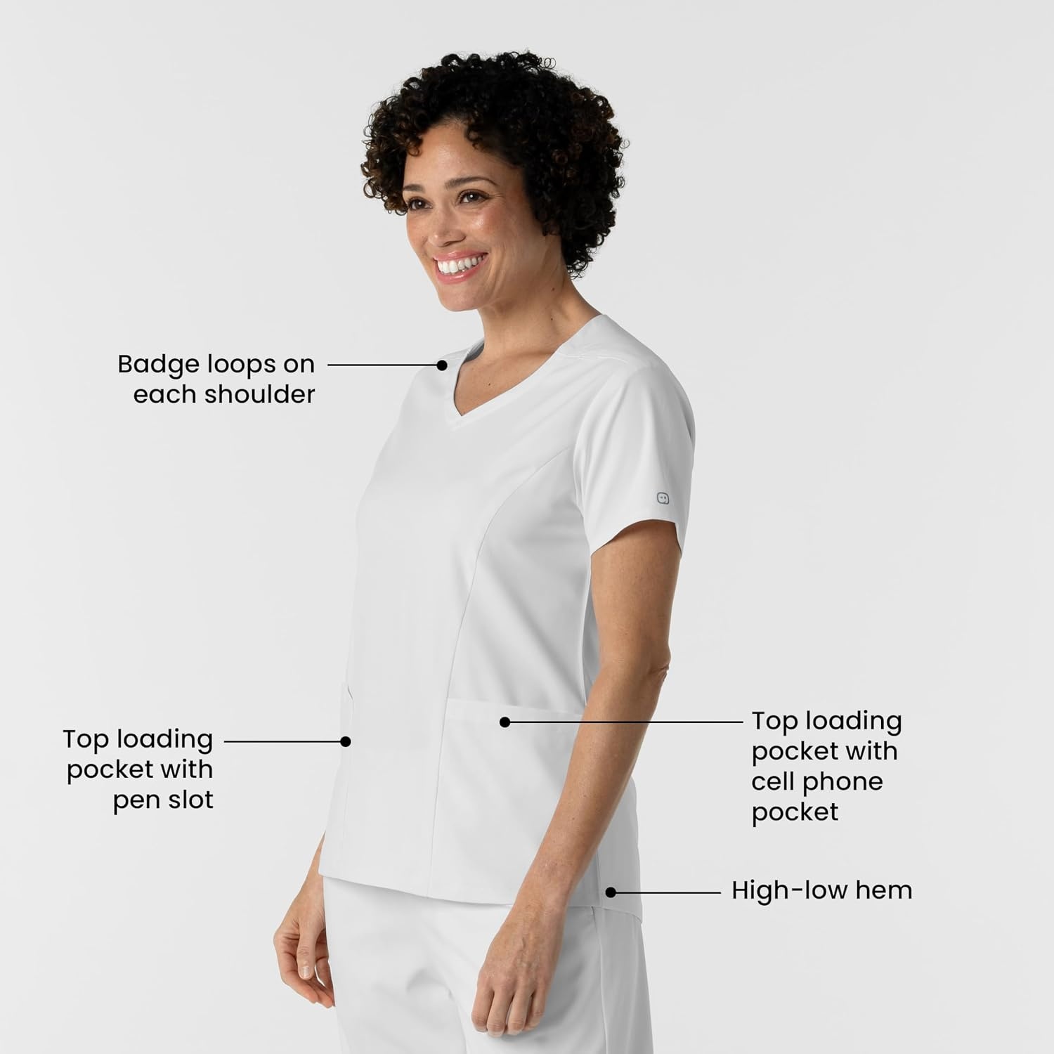 Wink Boundless Women’s 2-Pocket V-Neck Scrub Top(White)