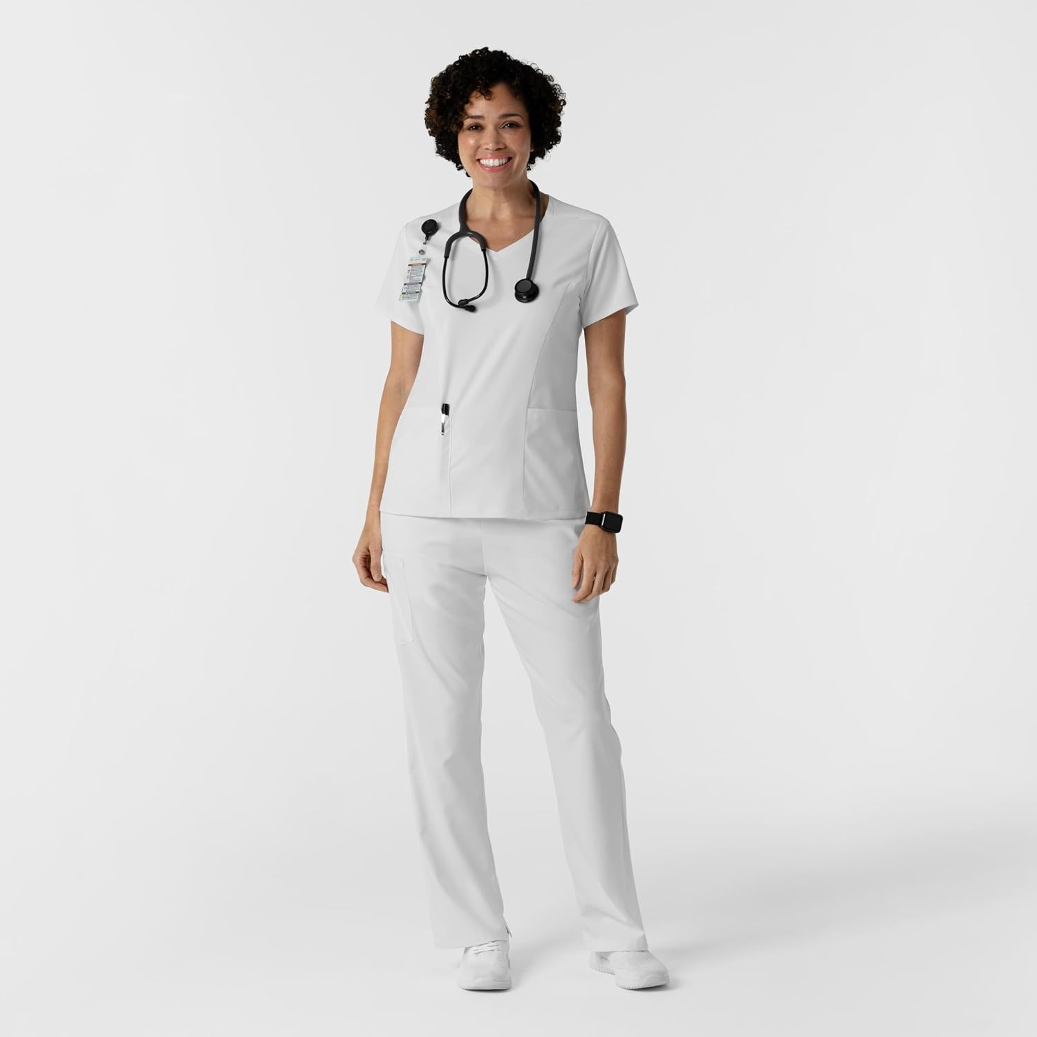 Wink Boundless Women’s 2-Pocket V-Neck Scrub Top(White)