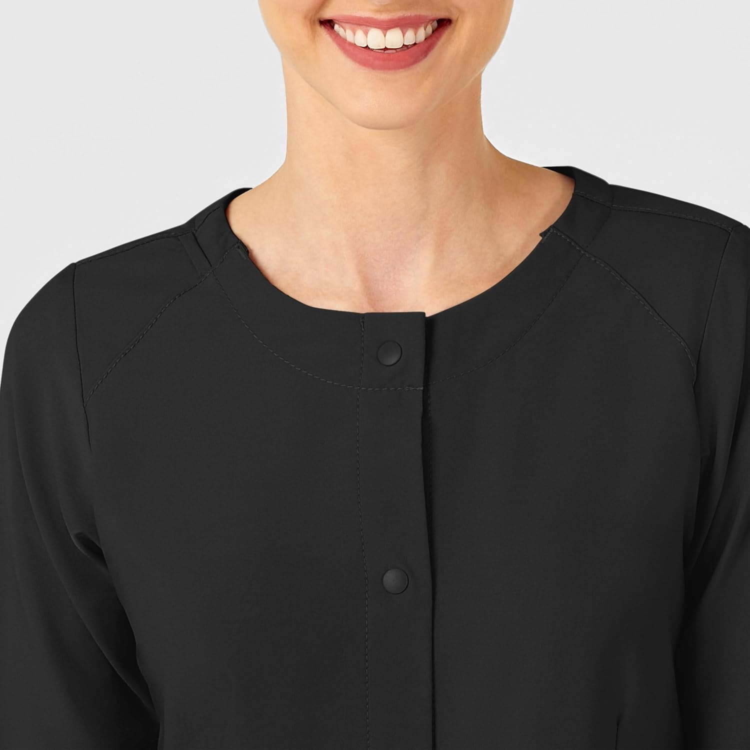 WINK W123 Women’s Crew Neck Warm Up Jacket, Black, XL