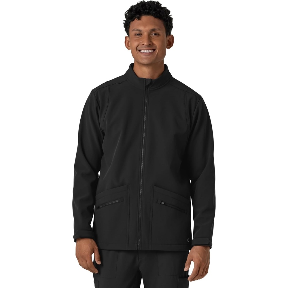 WINK Men’s Men’s Soft Shell Scrub Jacket(Black)