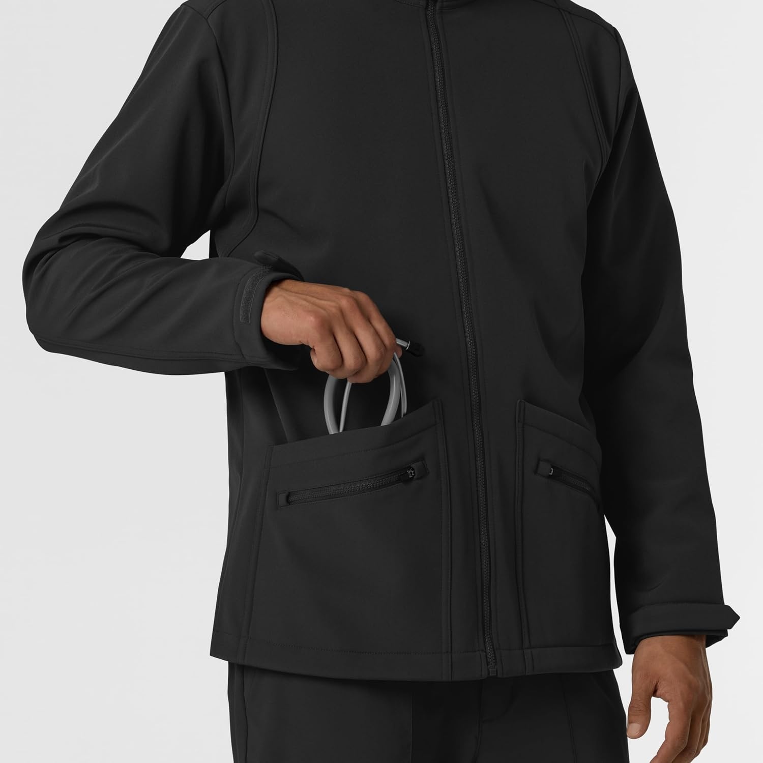 WINK Men’s Men’s Soft Shell Scrub Jacket(Black)