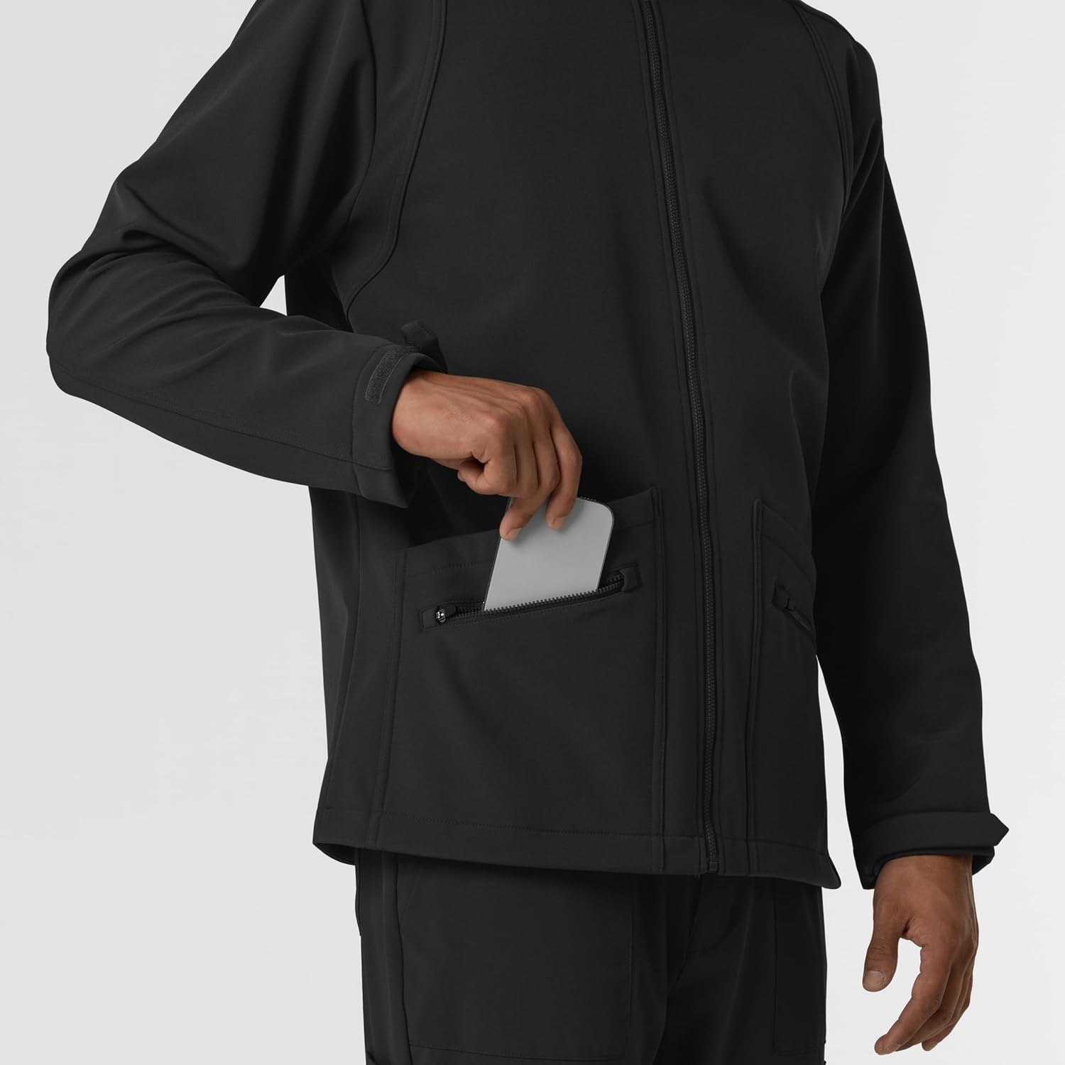 WINK Men’s Men’s Soft Shell Scrub Jacket(Black)