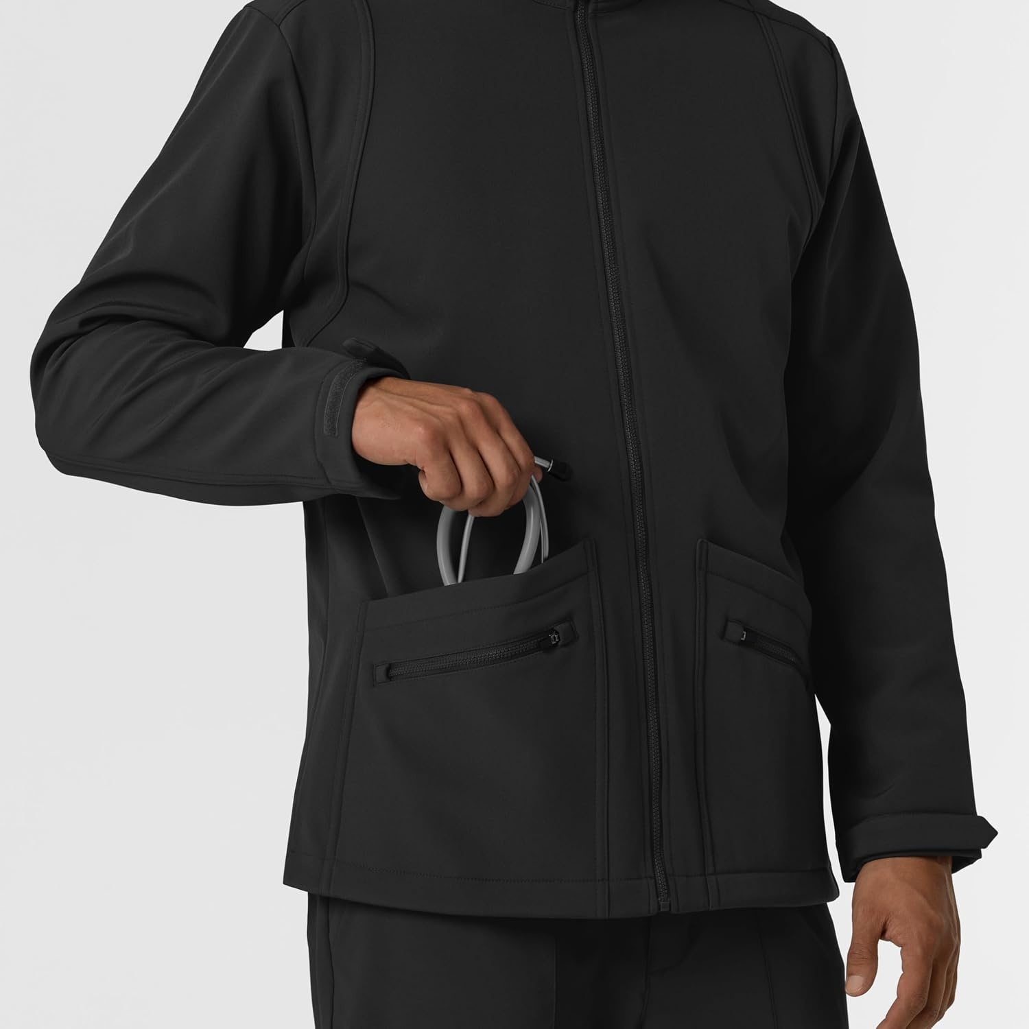 WINK Men’s Men’s Soft Shell Scrub Jacket(Black)