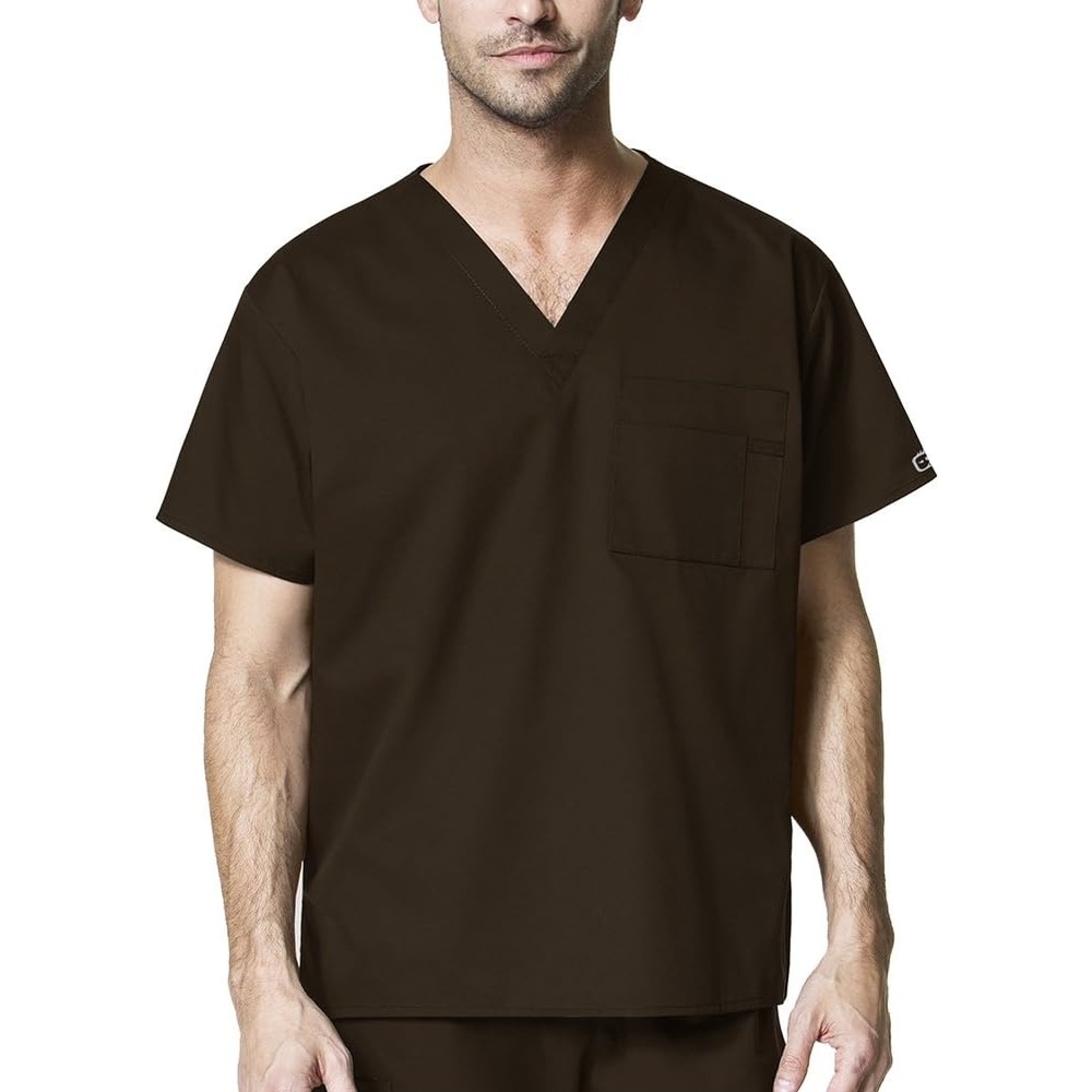 Wink WonderWORK Unisex V-Neck Scrub Top(Chocolate)
