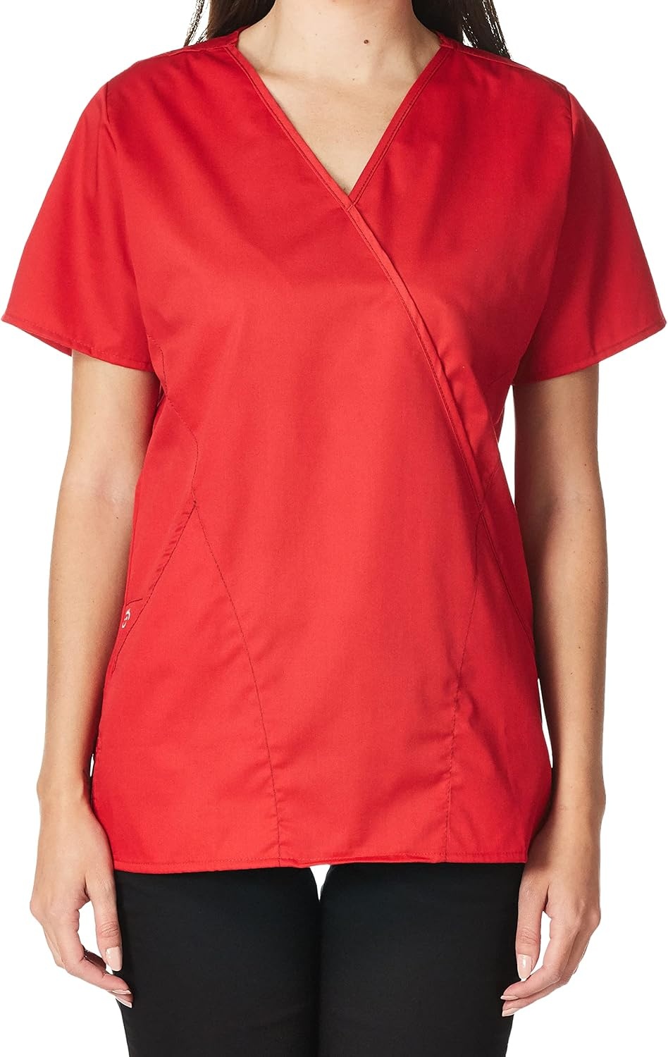 WINK WonderWORK Women’s Mock Wrap Scrub Top(Red)