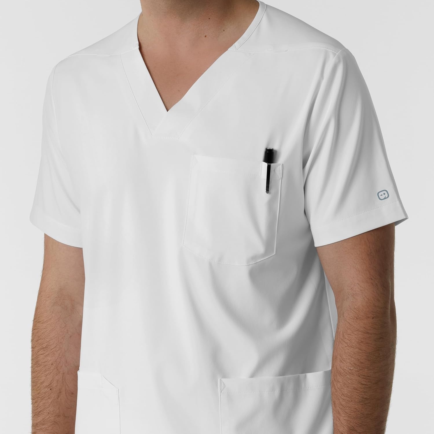 Wink Boundless Men’s Multi Pocket V-Neck Scrub Top(White)