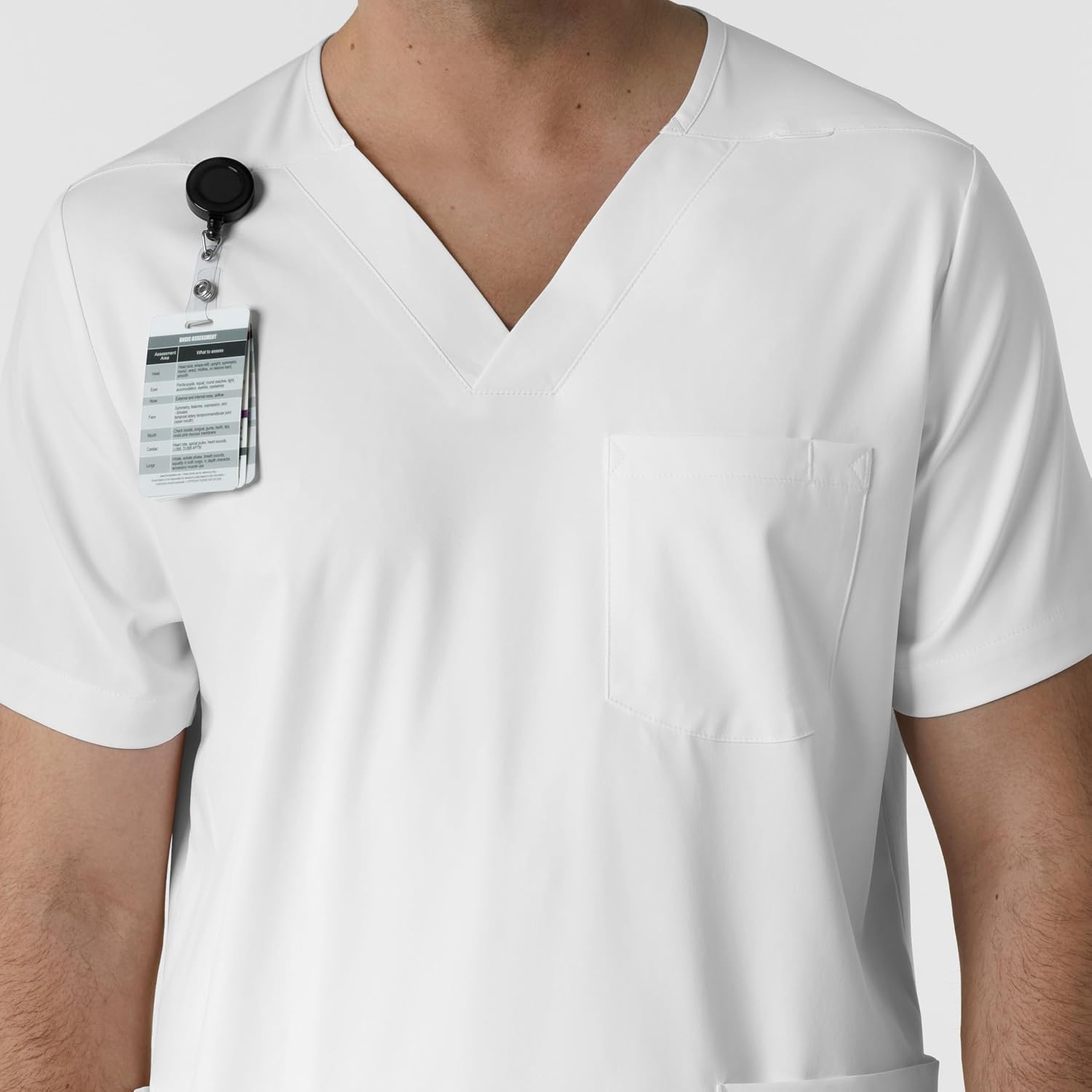 Wink Boundless Men’s Multi Pocket V-Neck Scrub Top(White)