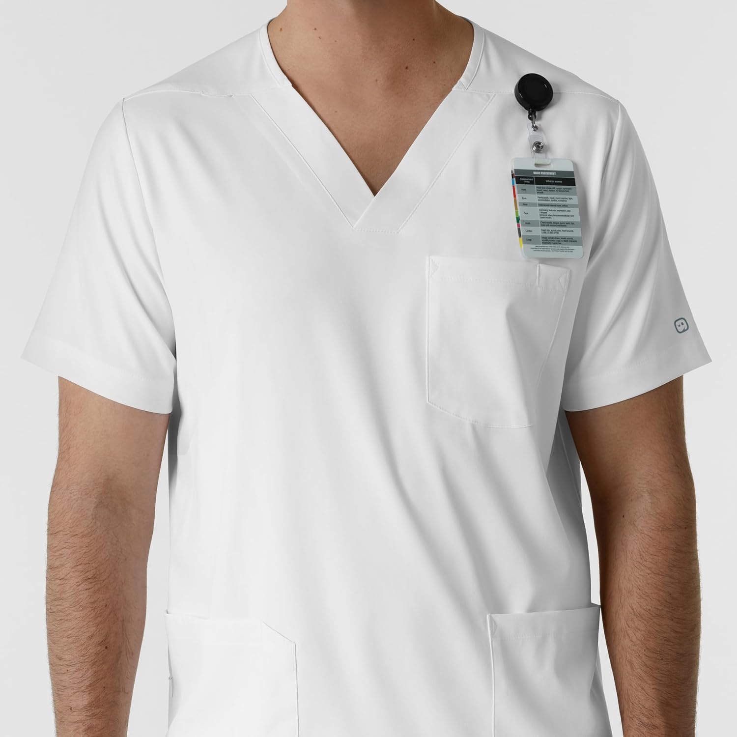 Wink Boundless Men’s Multi Pocket V-Neck Scrub Top(White)