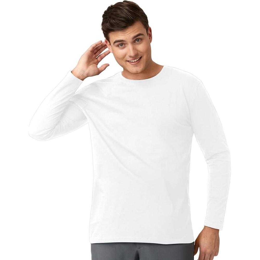 WonderWink Mens Men’s Crew Neck Jersey Knit Tee(White)