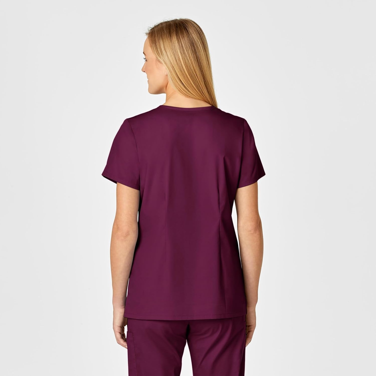 WINK WonderWORK Women’s Shaped V-Neck Scrub Top(Wine)