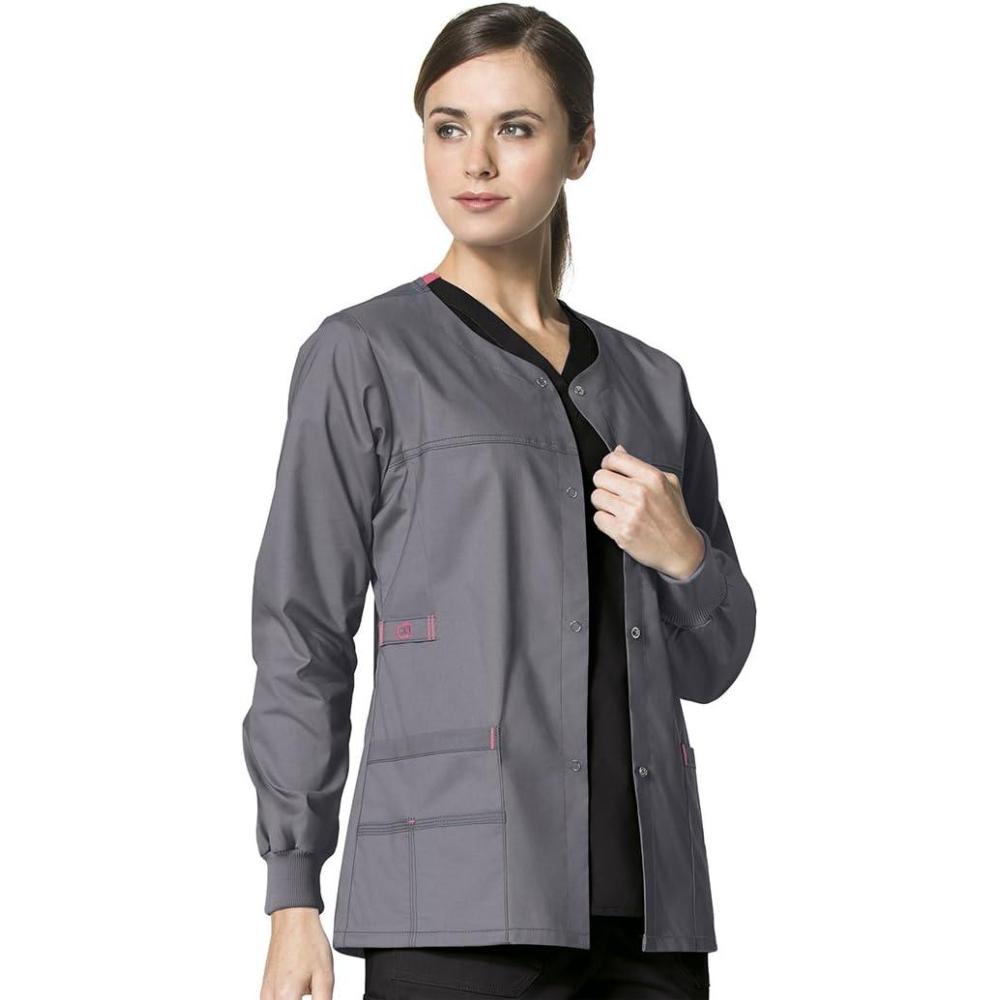 WonderWink Women’s Wonderflex Constance Snap Scrub Jacket(Pewter)