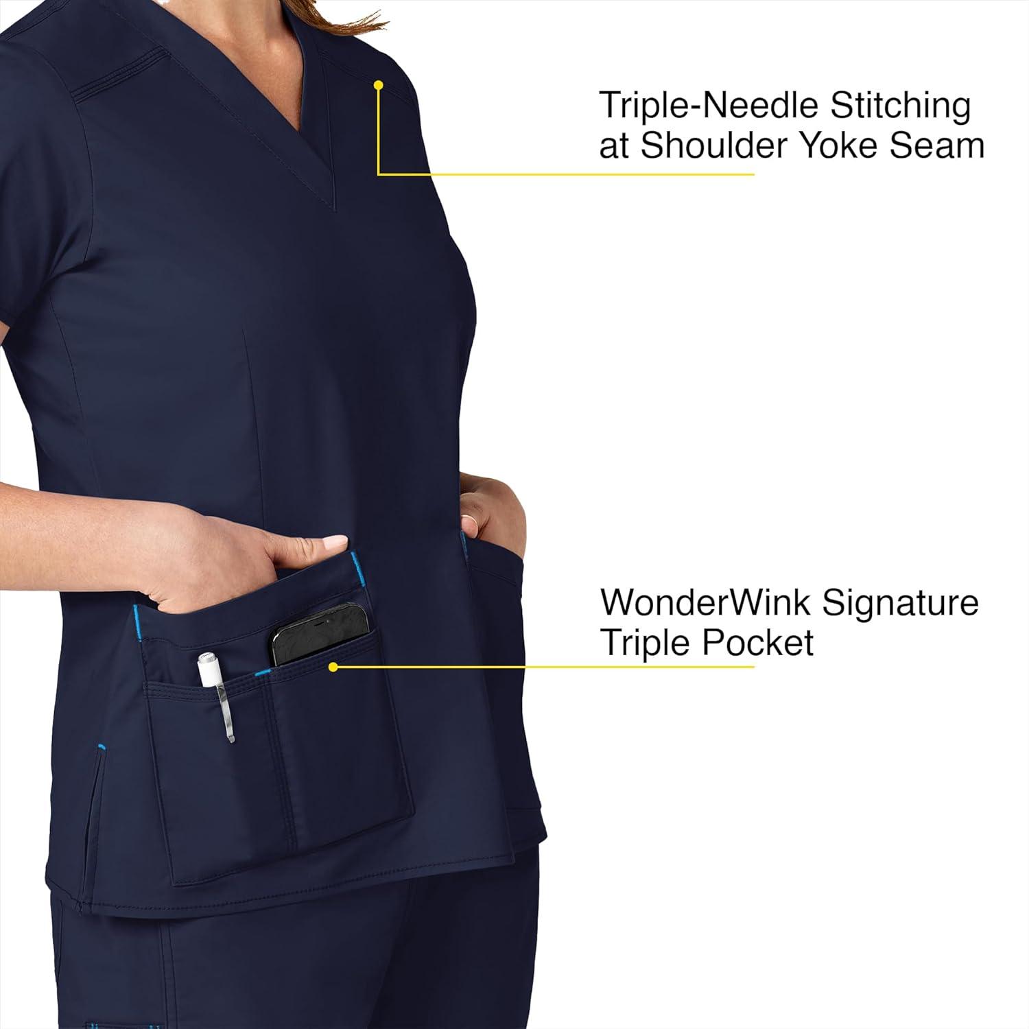 WonderWink Women’s Wonderflex Verity Scrub Top, Navy, Medium