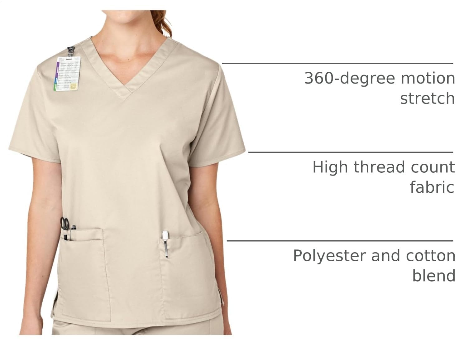 Wink Women’s Women’s V-Neck Scrub Top(Khaki)