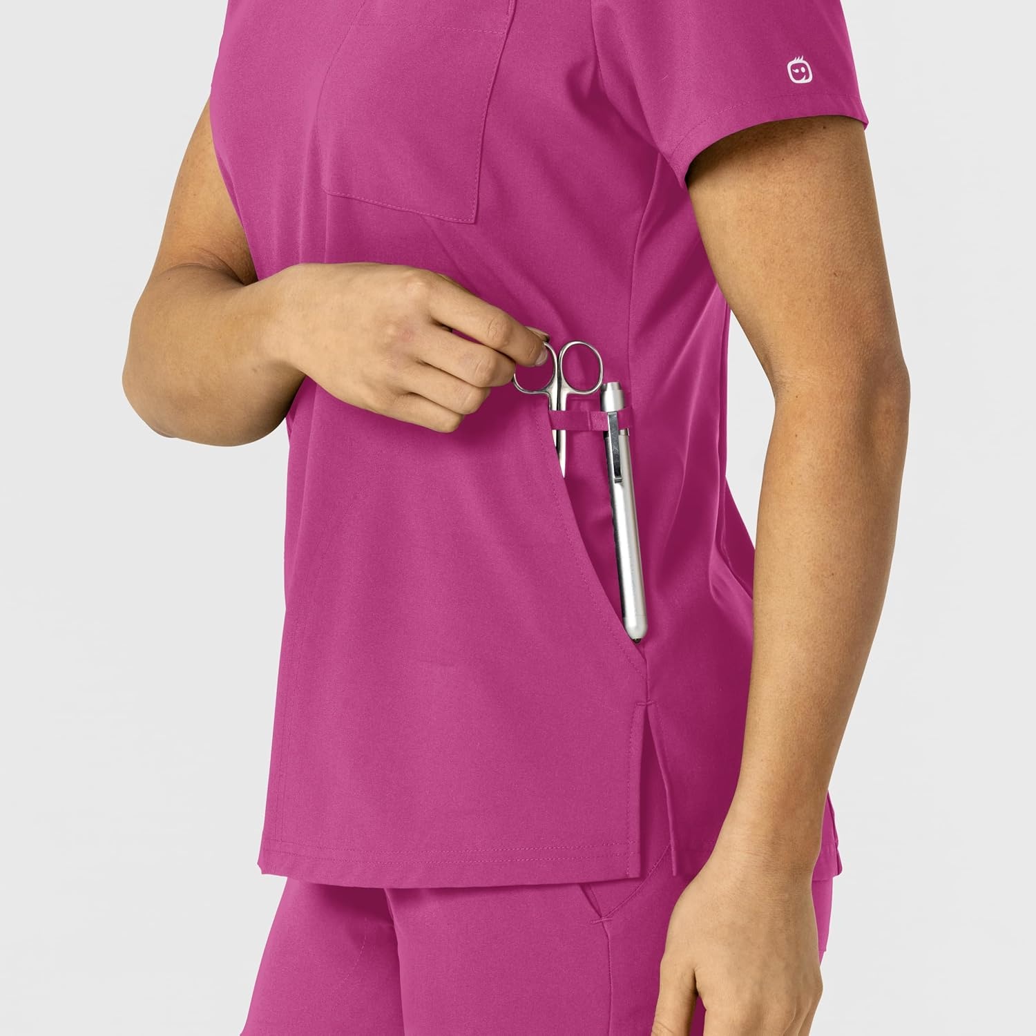 Wink W123 Women’s Flex-n-Reach V-Neck Scrub Top – Raspberry, S