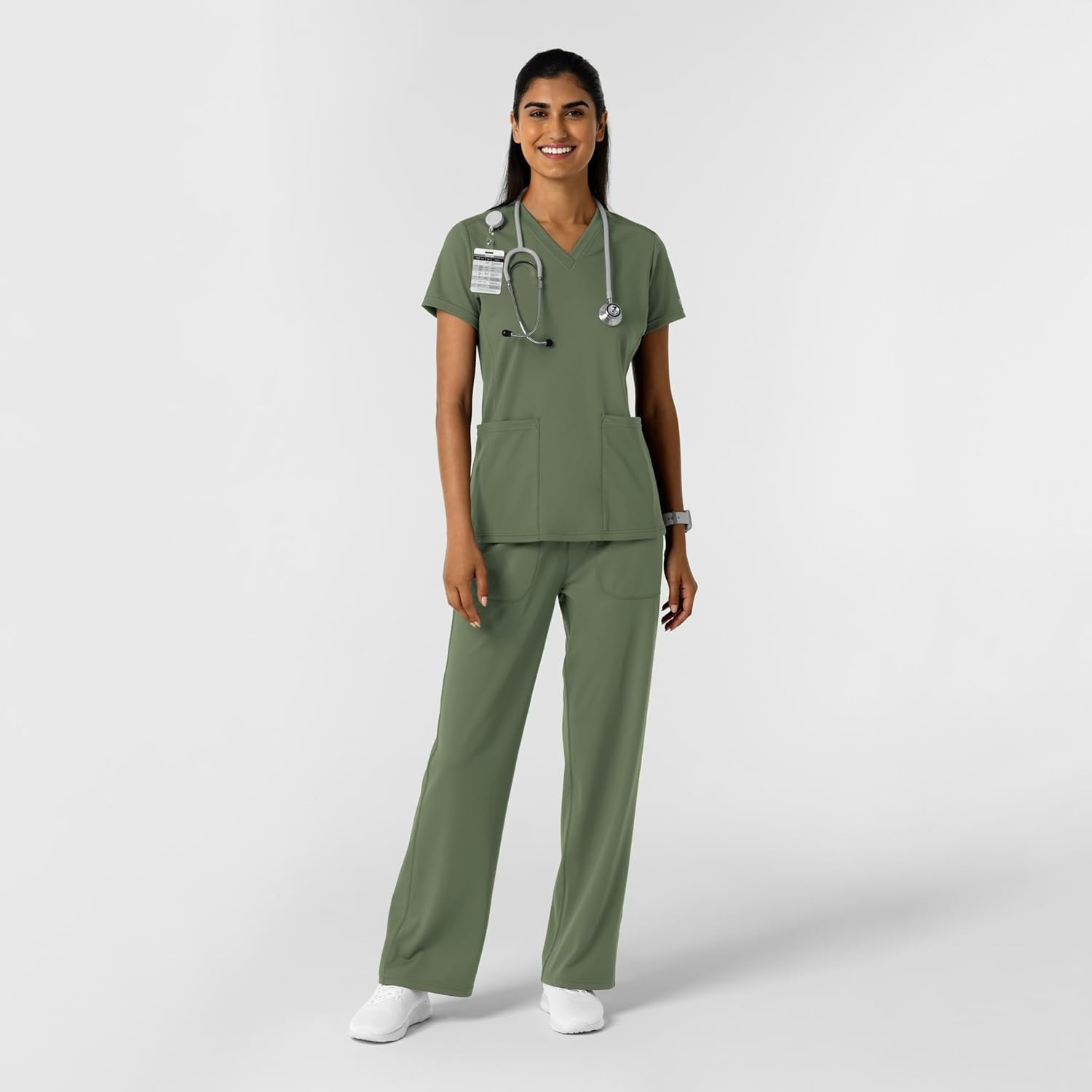Wink Women’s Women’s 2-Pocket Scrub Top(Olive)