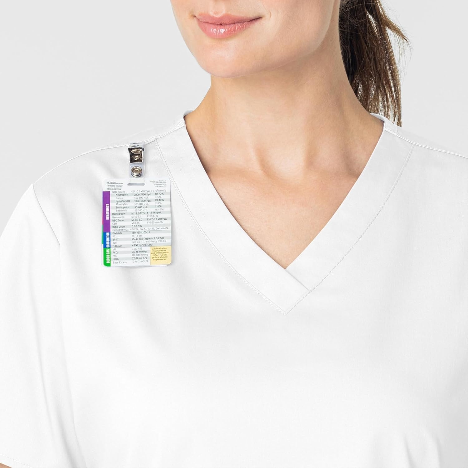 Wink WonderWORK Women’s V-Neck Scrub Top, White, 2XS