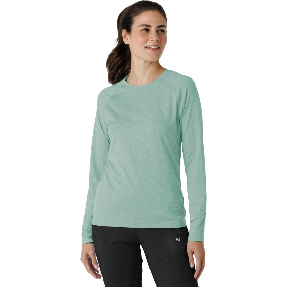 Wink Layers Women’s Watch Window Long Sleeve Underscrub Top(Sky Blue Heather)