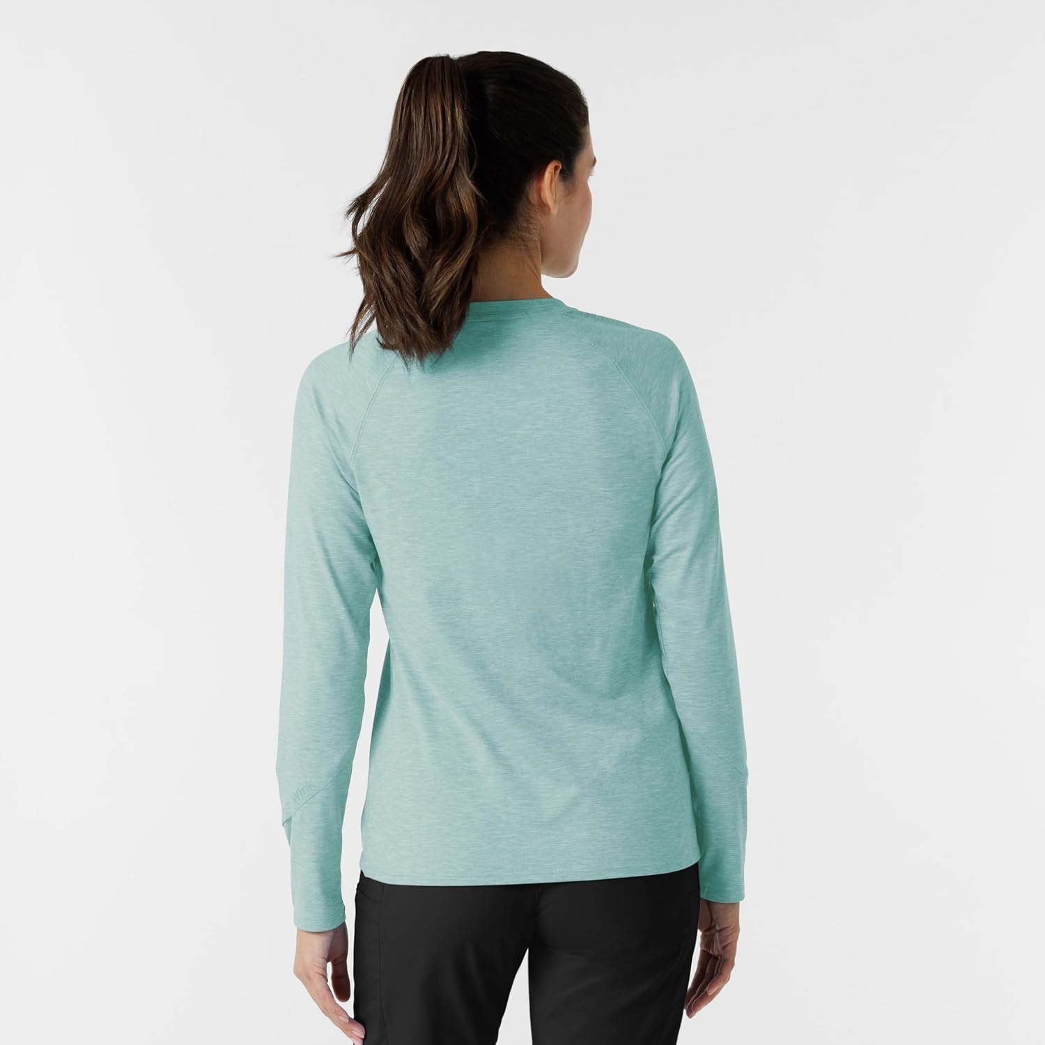 Wink Layers Women’s Watch Window Long Sleeve Underscrub Top(Sky Blue Heather)