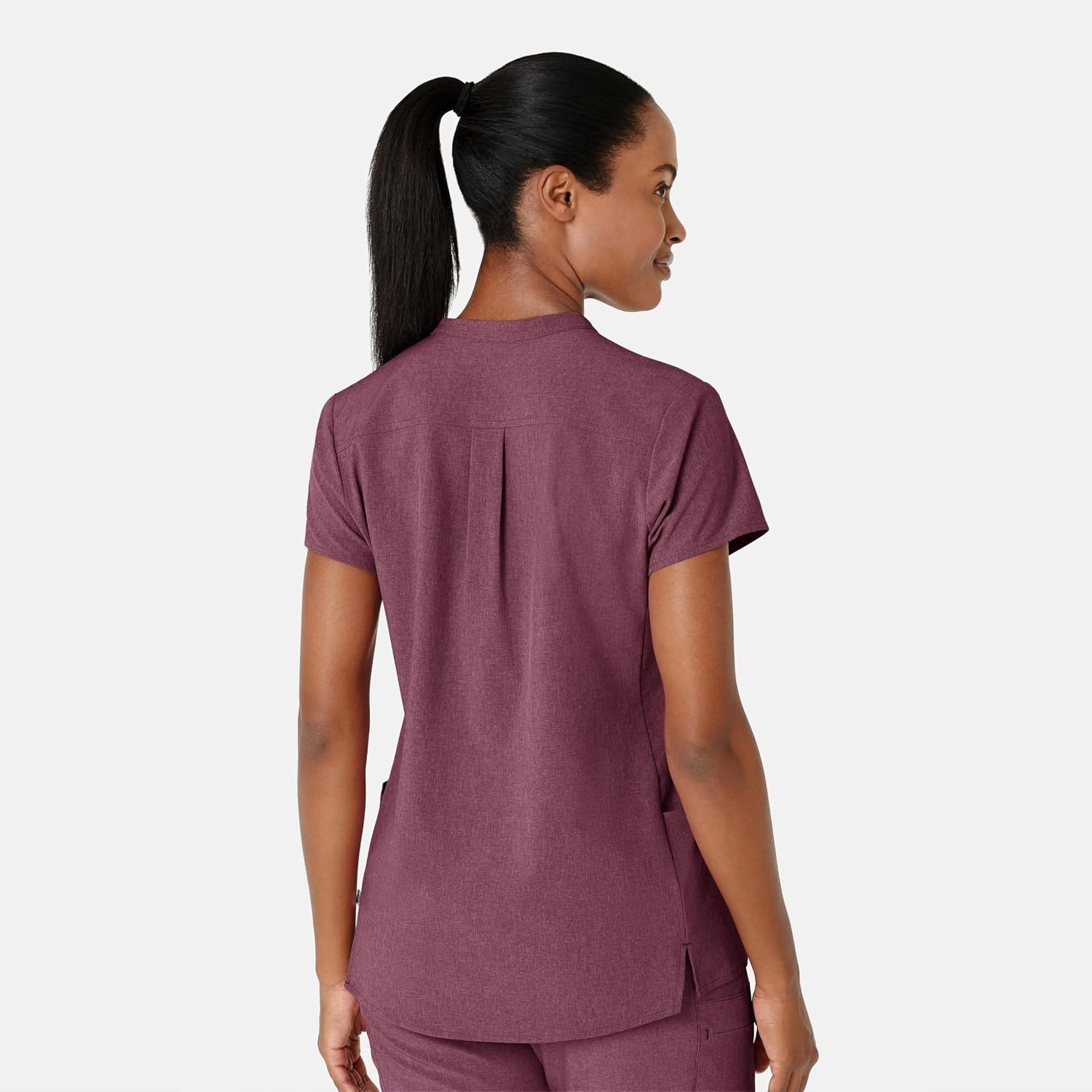Wink Renew Women’s Mandarin Collar Scrub Top(Wine Heather)