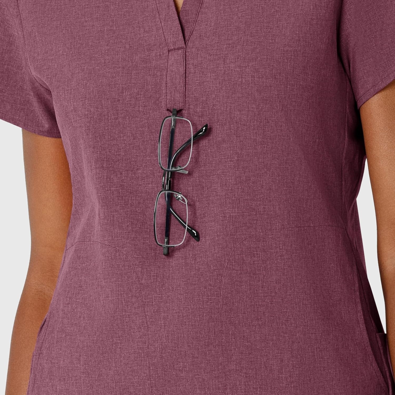 Wink Renew Women’s Mandarin Collar Scrub Top(Wine Heather)