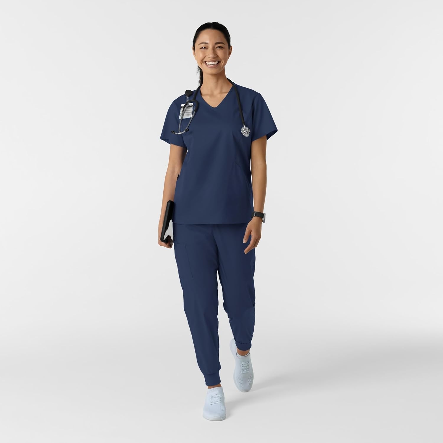Wink Work Women’s Curved V-Neck Scrub Top(Navy)