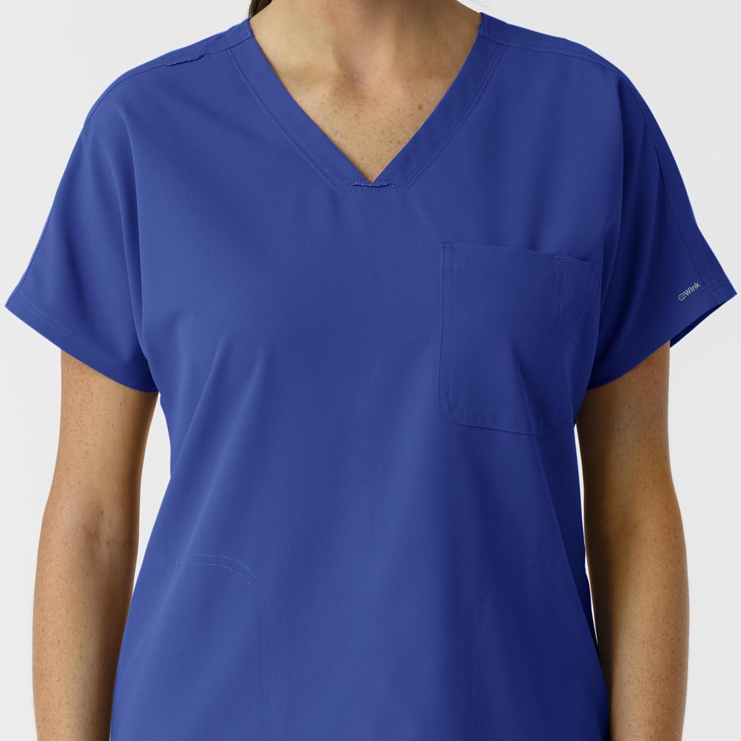Wink Women’s Women’s Drop Shoulder Tunic Scrub Top(Galaxy Blue)