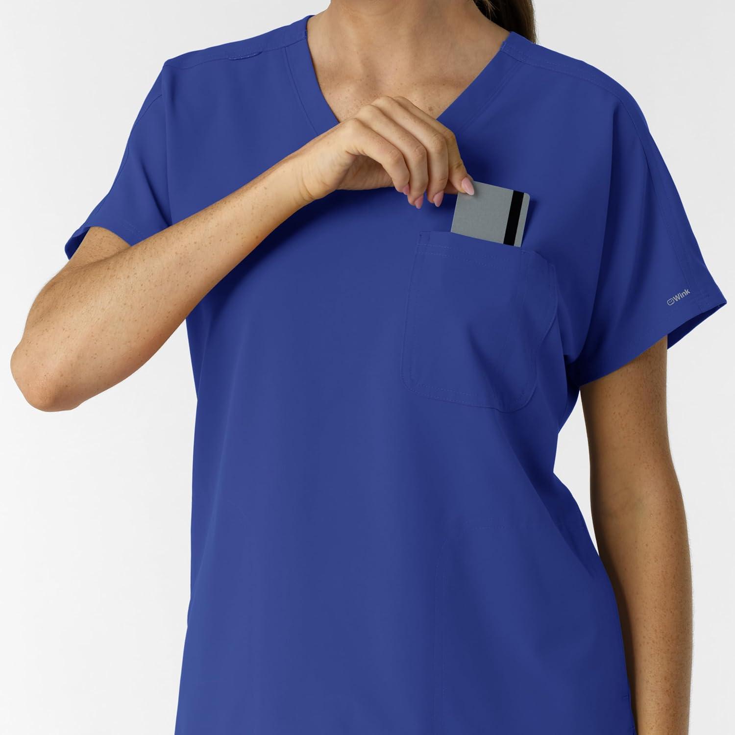 Wink Women’s Women’s Drop Shoulder Tunic Scrub Top(Galaxy Blue)