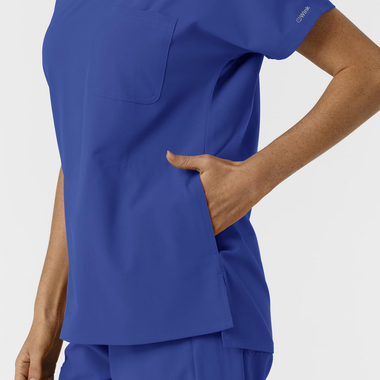 Wink Women’s Women’s Drop Shoulder Tunic Scrub Top(Galaxy Blue)