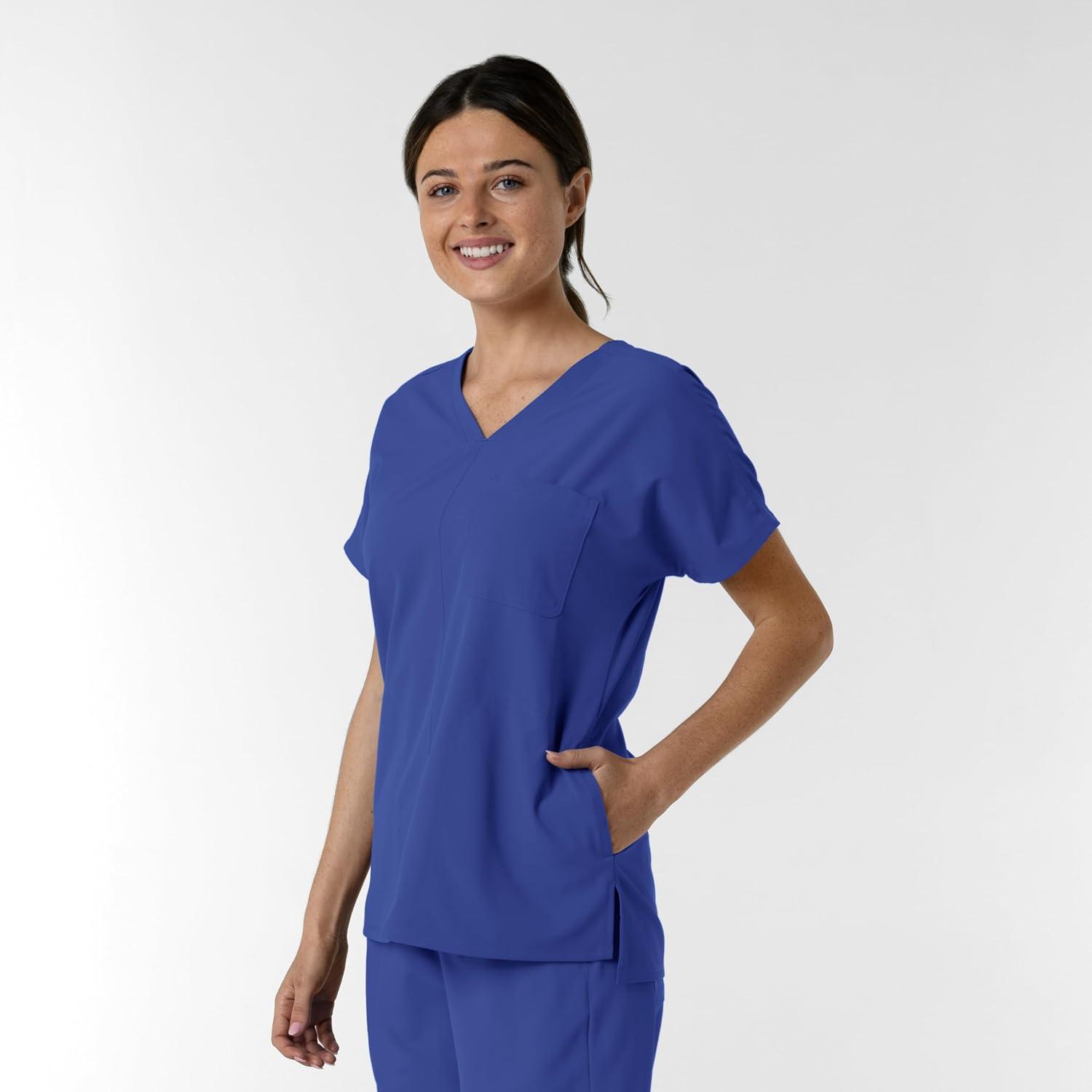 Wink Women’s Women’s Drop Shoulder Tunic Scrub Top(Galaxy Blue)