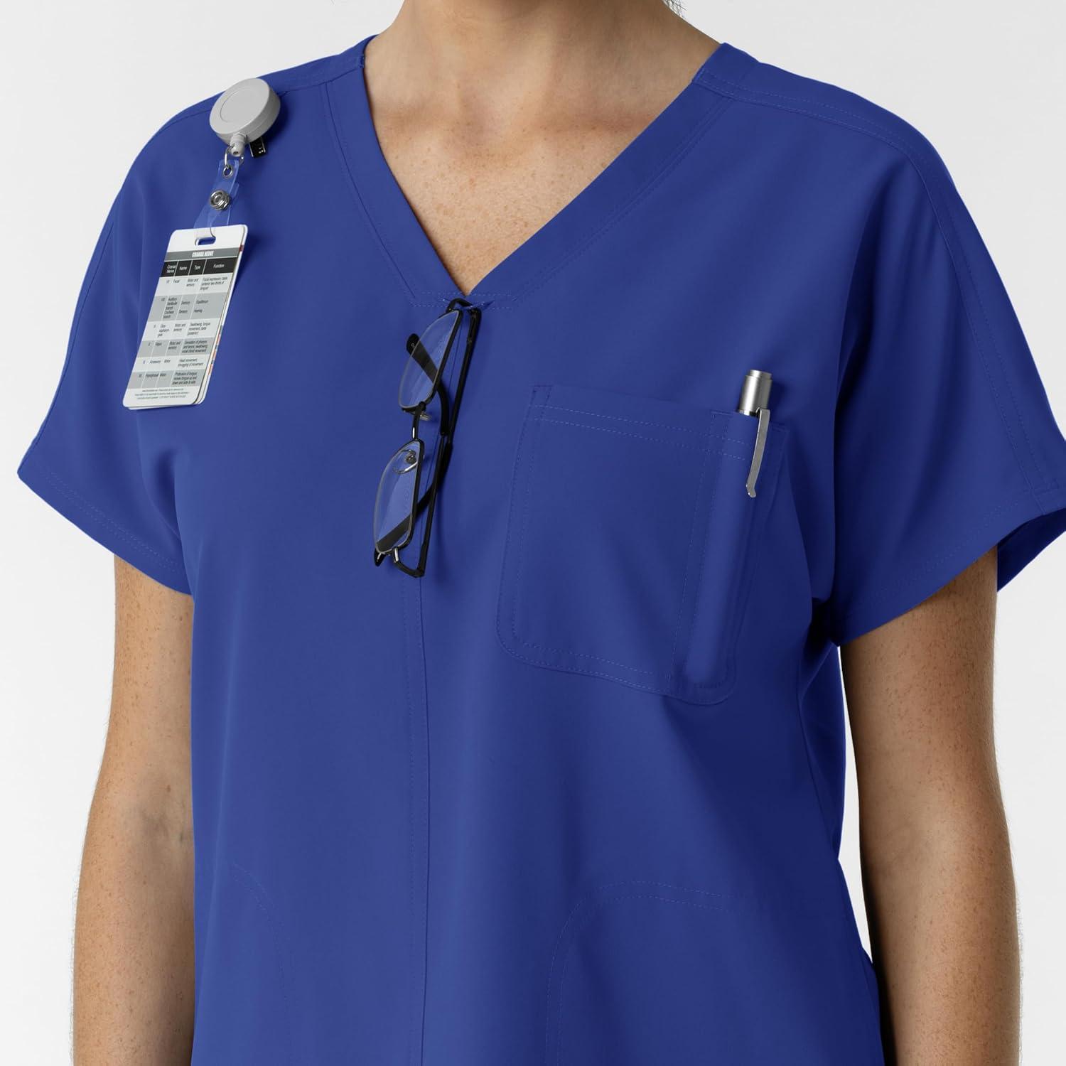 Wink Women’s Women’s Drop Shoulder Tunic Scrub Top(Galaxy Blue)