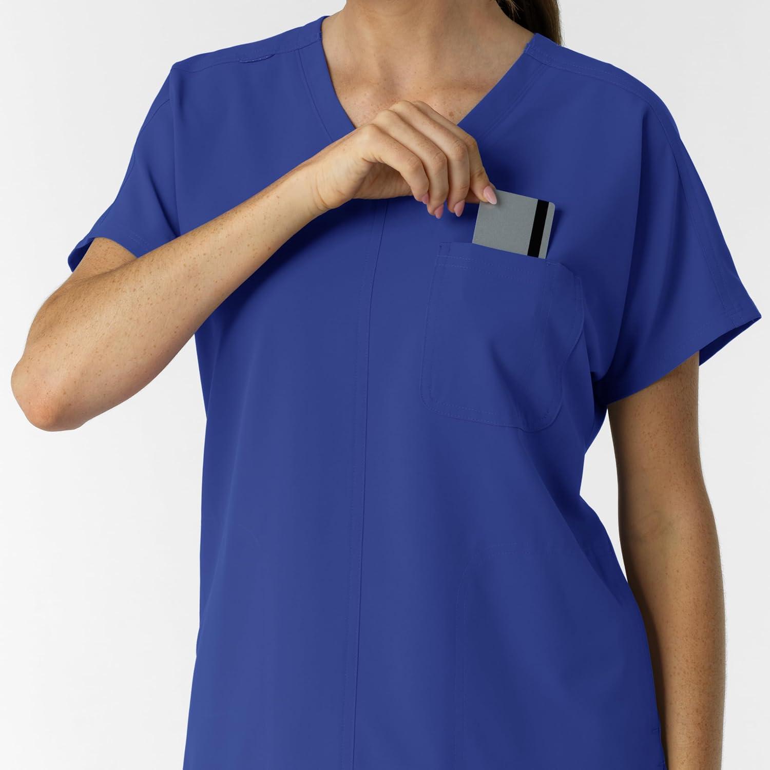 Wink Women’s Women’s Drop Shoulder Tunic Scrub Top(Galaxy Blue)