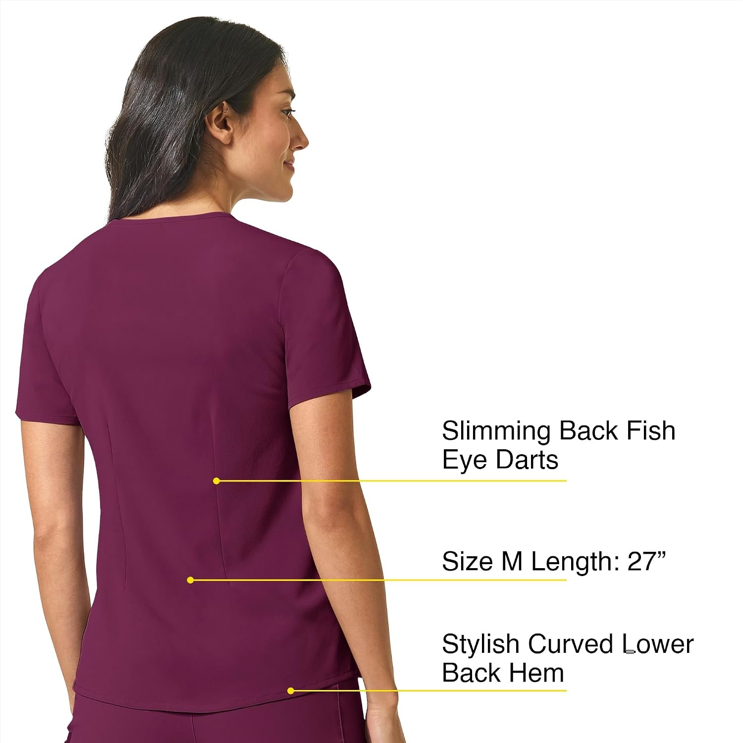 Wink Renew Women’s Mandarin Collar Tuck-in Scrub Top(Wine)