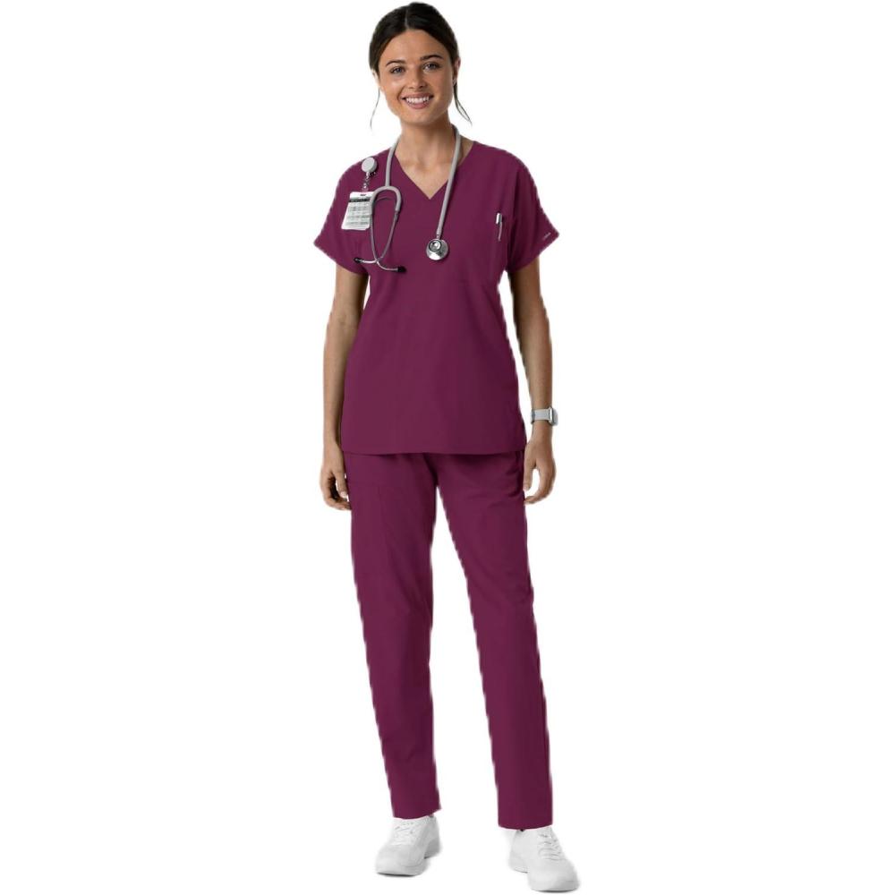 Wink Women’s Women’s Drop Shoulder Tunic Scrub Top(Wine)