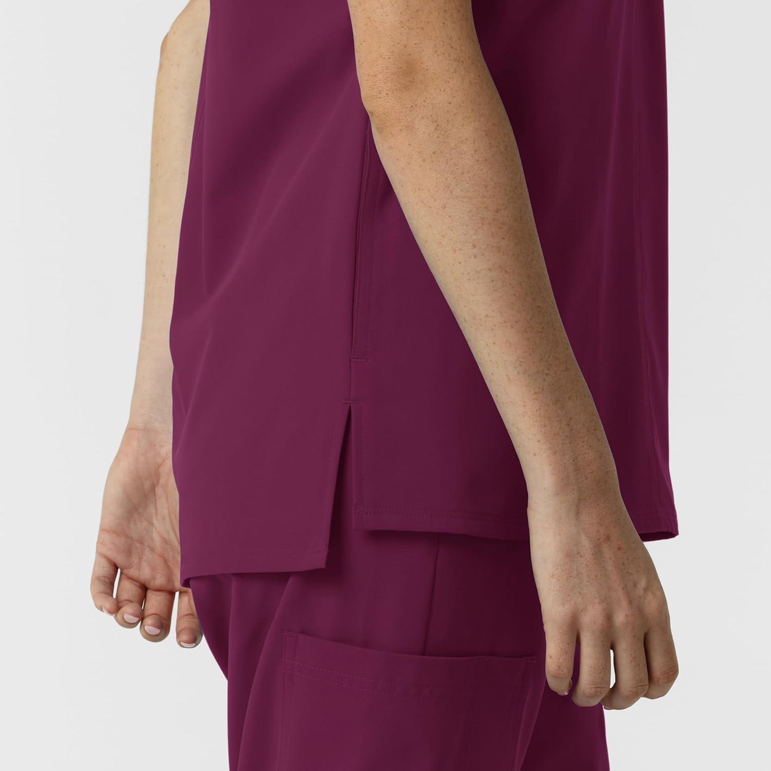 Wink Women’s Women’s Drop Shoulder Tunic Scrub Top(Wine)