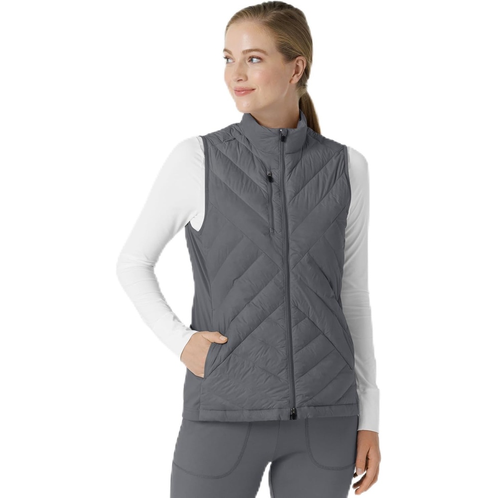 WINK Layers Women’s Quilted Scrub Vest(Pewter)