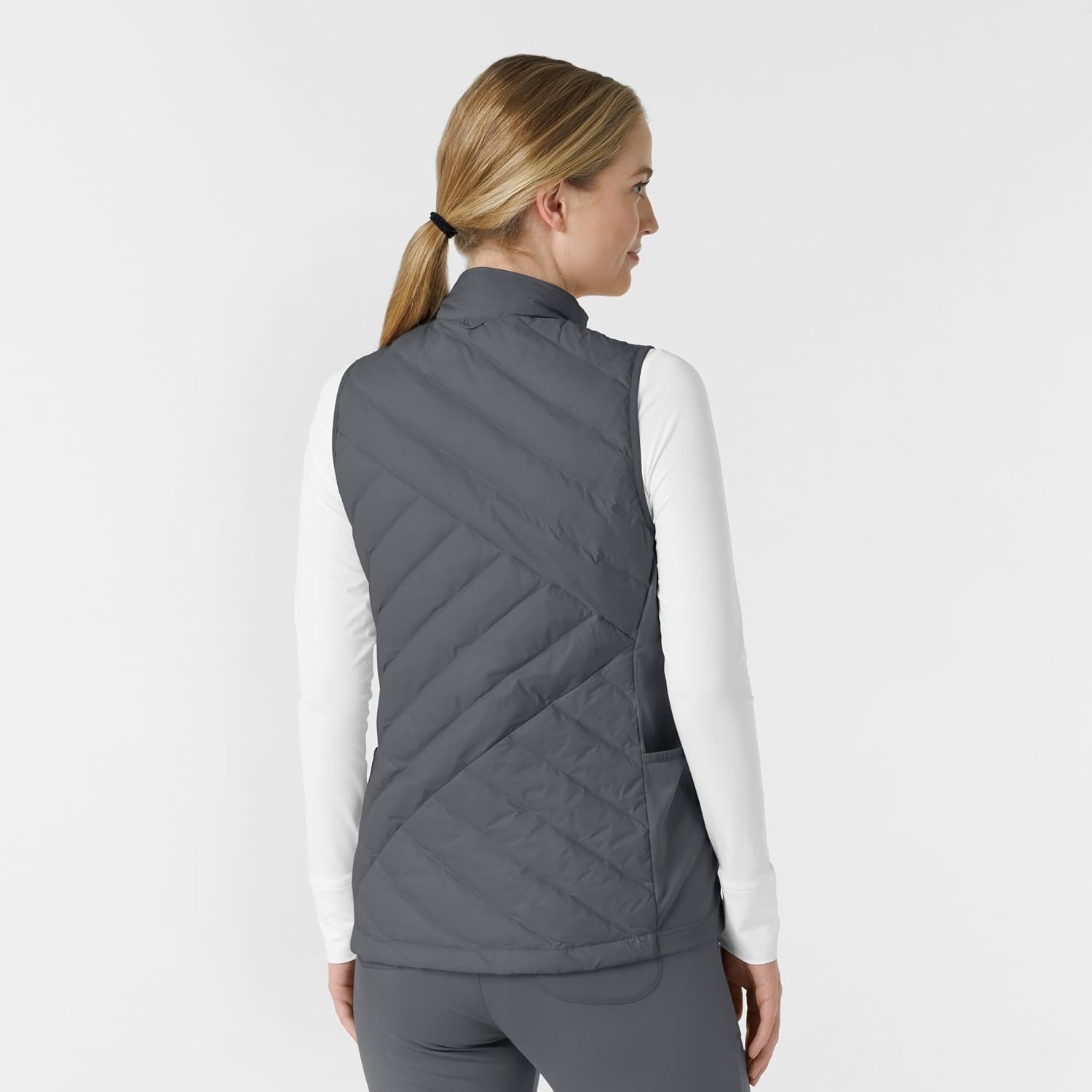 WINK Layers Women’s Quilted Scrub Vest(Pewter)