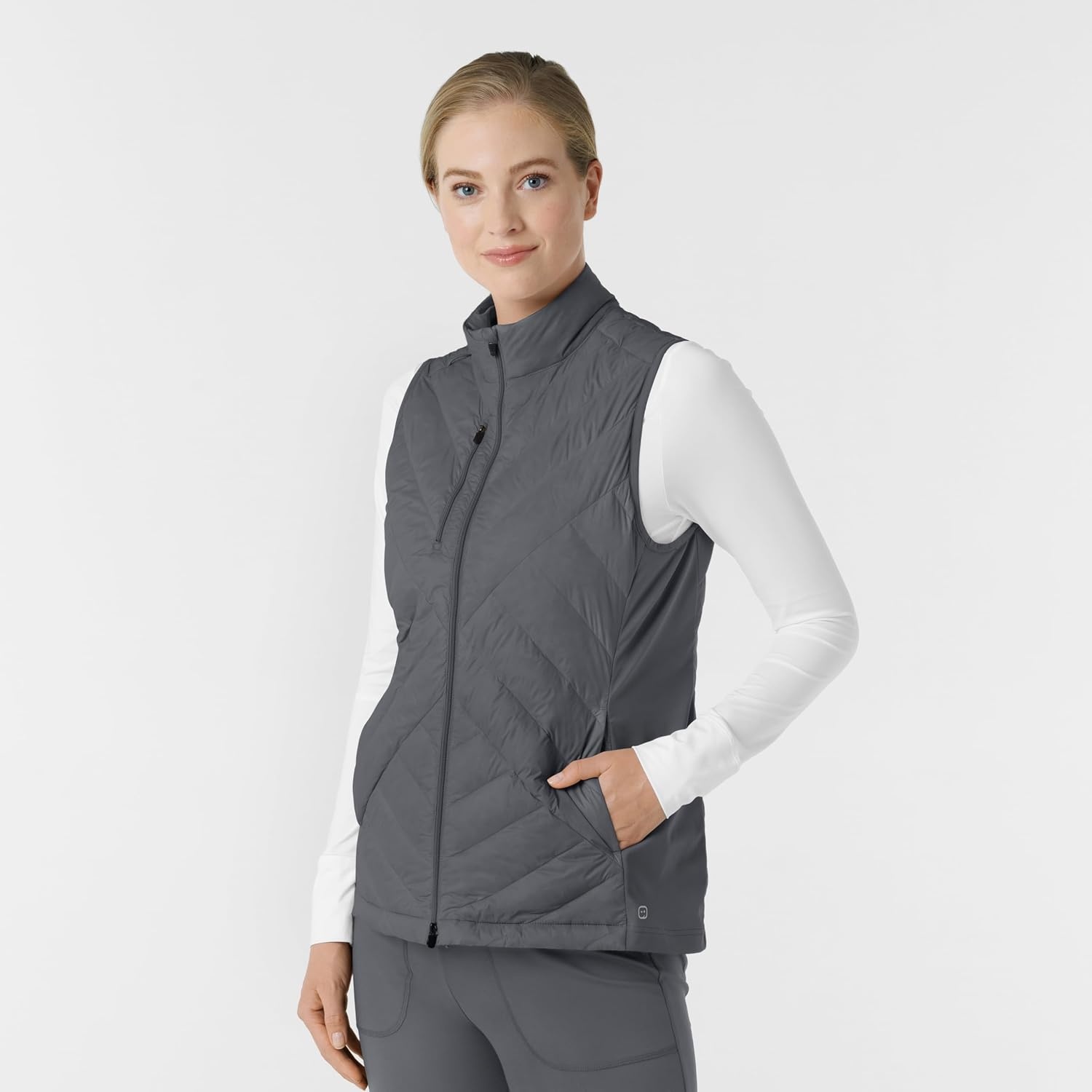 WINK Layers Women’s Quilted Scrub Vest(Pewter)
